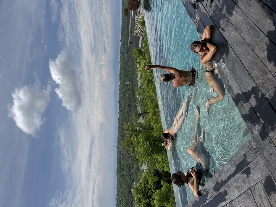 Early morning pool gathering in Lembongan, Indonesia