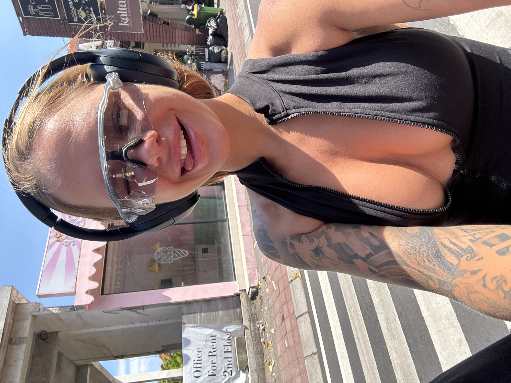 Woman Takes Selfie on Crosswalk in North Kuta