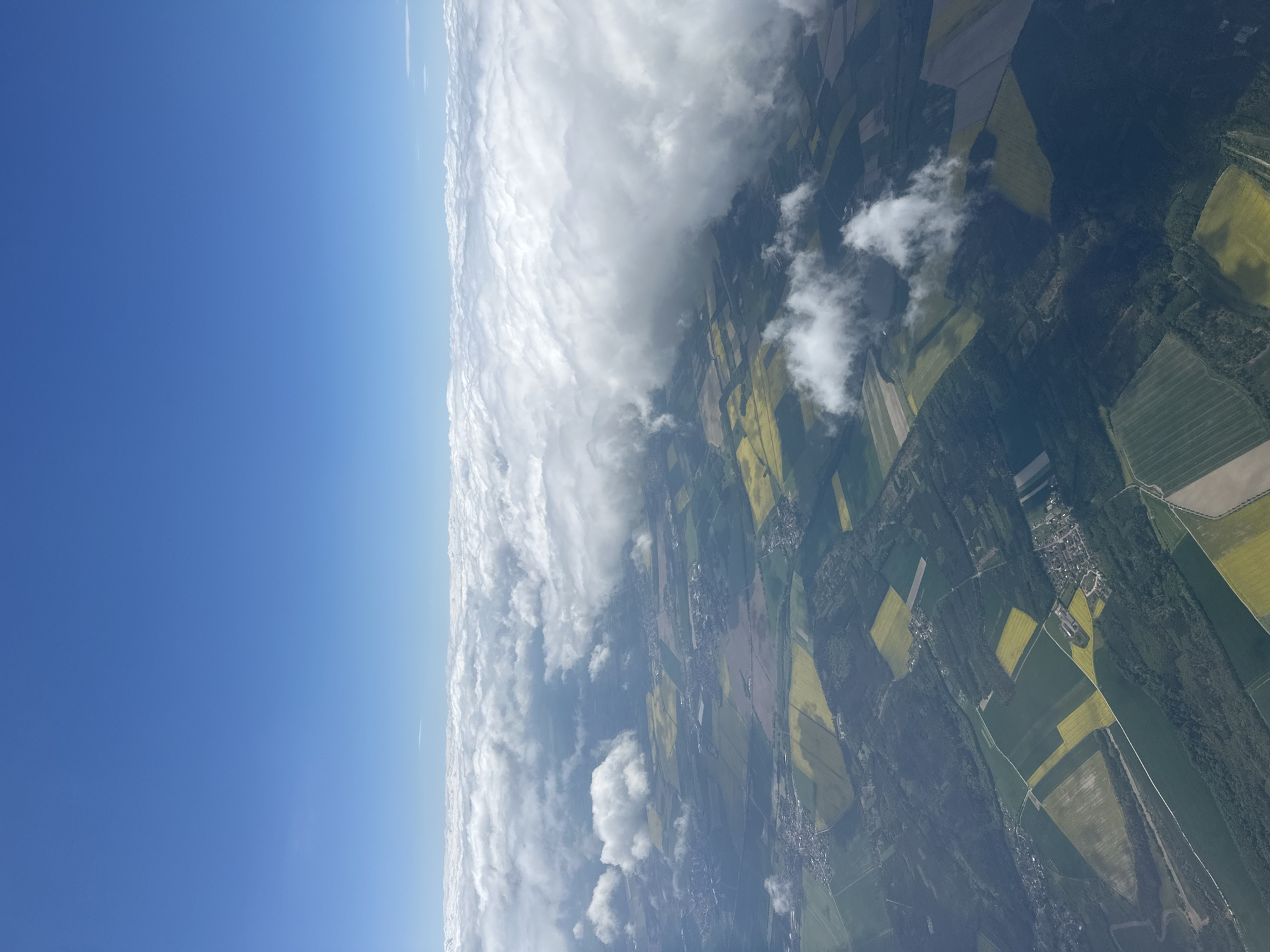 Aircraft passenger documents aerial views over Nuremberg countryside