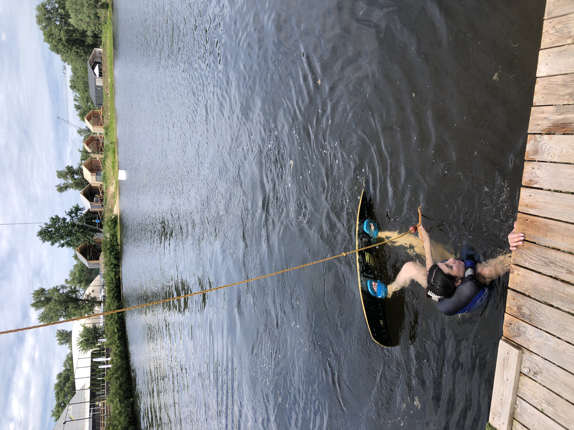 Summer day at wakeboarding park captures recreation and leisure