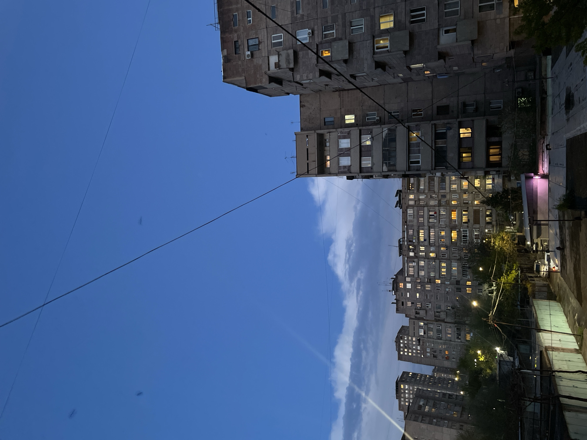 Evening documentation of Yerevan's urban landscape captured during twilight hours