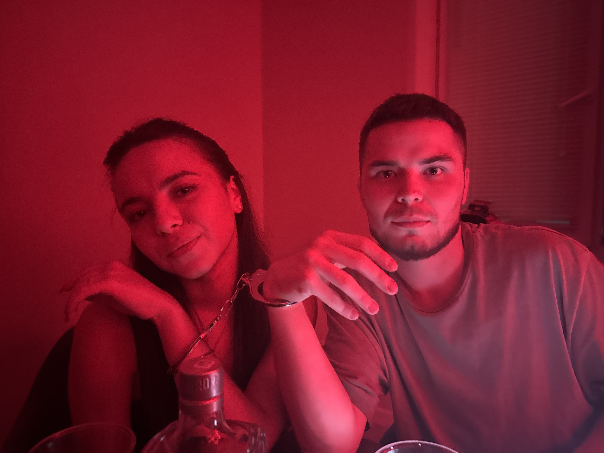 Apartment hangout in Perm with hookah, handcuffs, and handstands