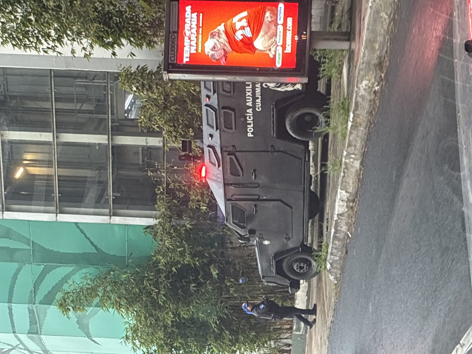 Police vehicle observed on Mexico City street Tuesday night