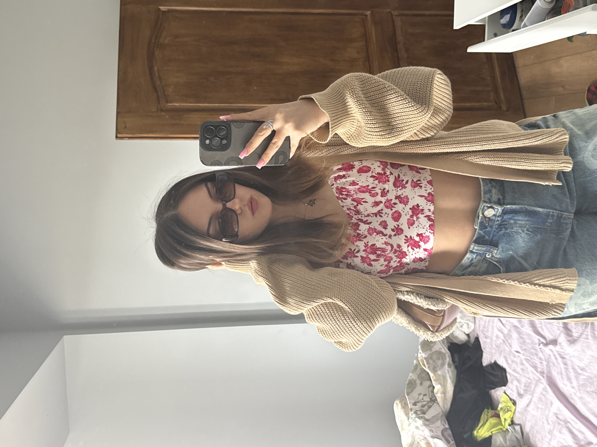 Woman takes multiple selfies indoors in Sofia
