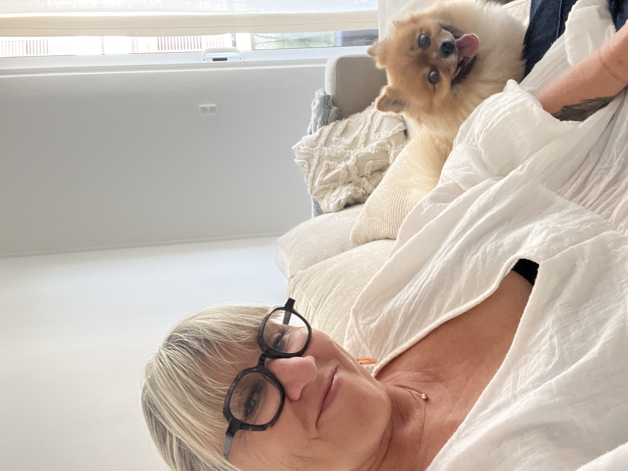 Casual morning moments with a dog in Cannes