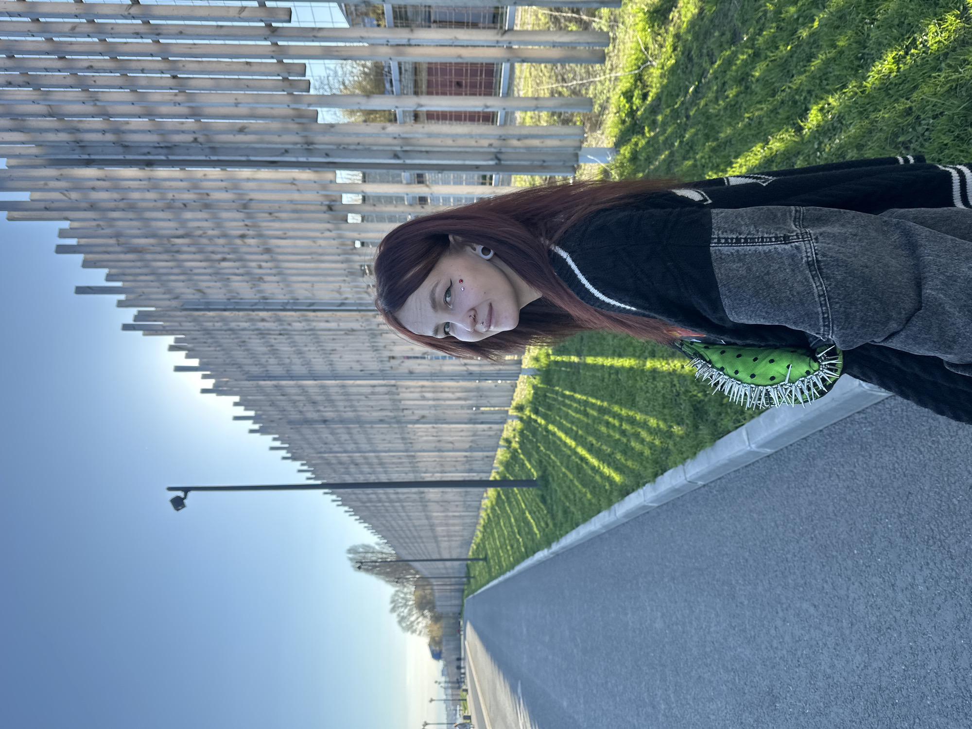 Young person photographed in Saratov park pathway