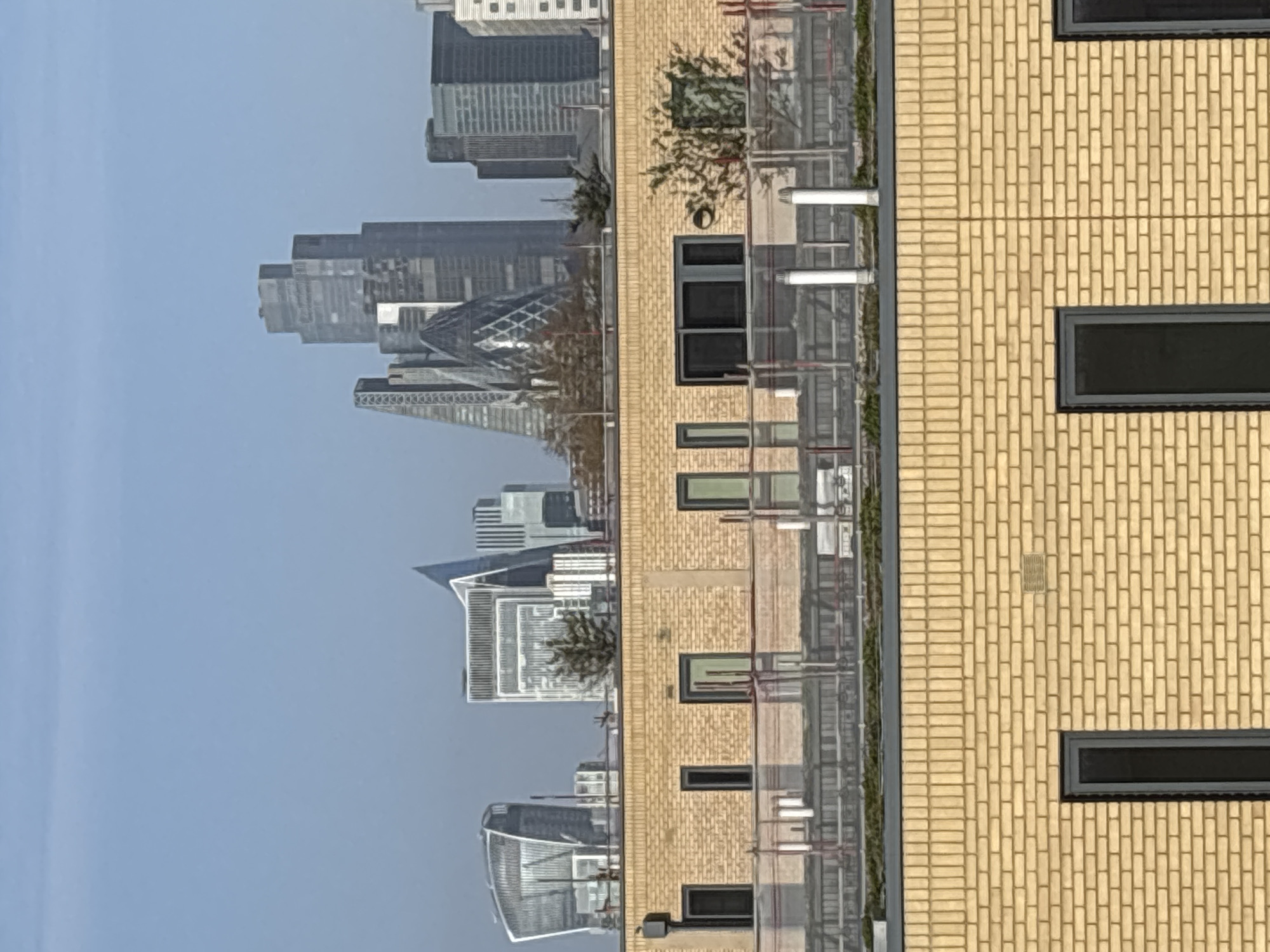 London skyline view captured from brick building window