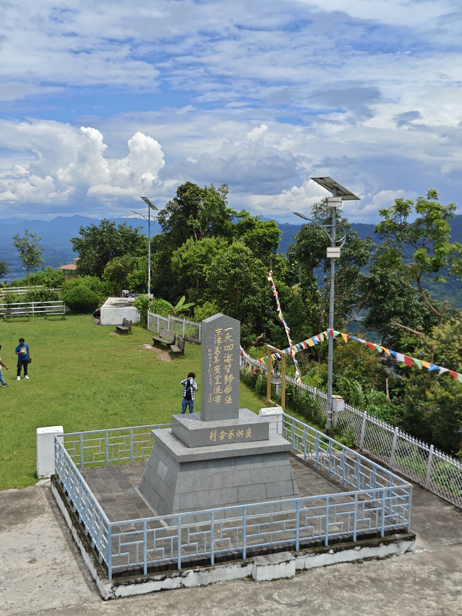 Morning visit to Pokhara's World Peace Pagoda and hilltop grounds