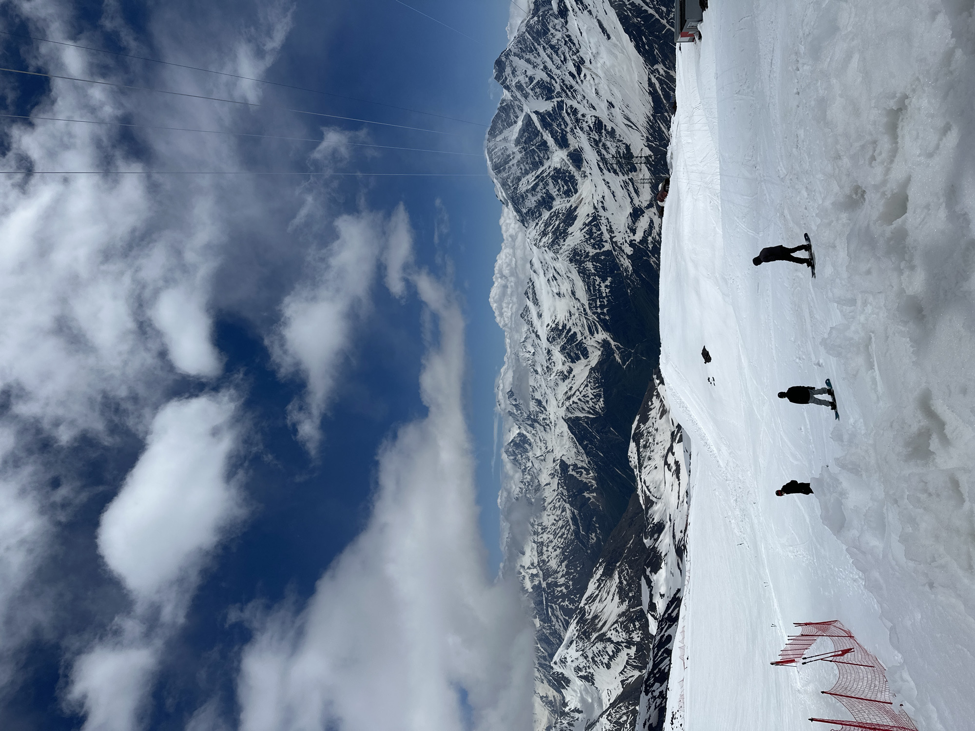 Summer skiing at Terskol resort in Russian mountains