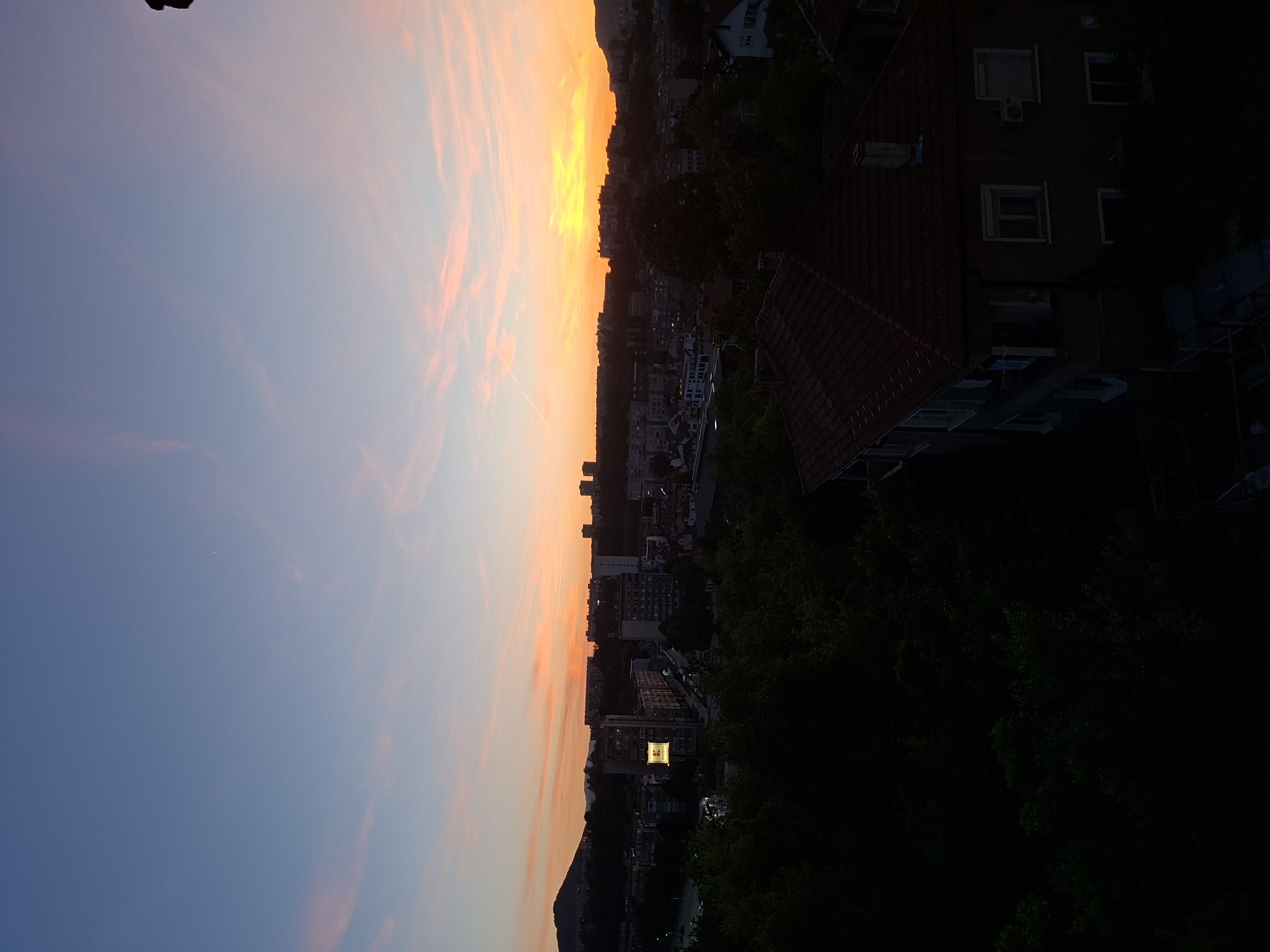 Sunset observed over Gabrovo, Bulgaria cityscape