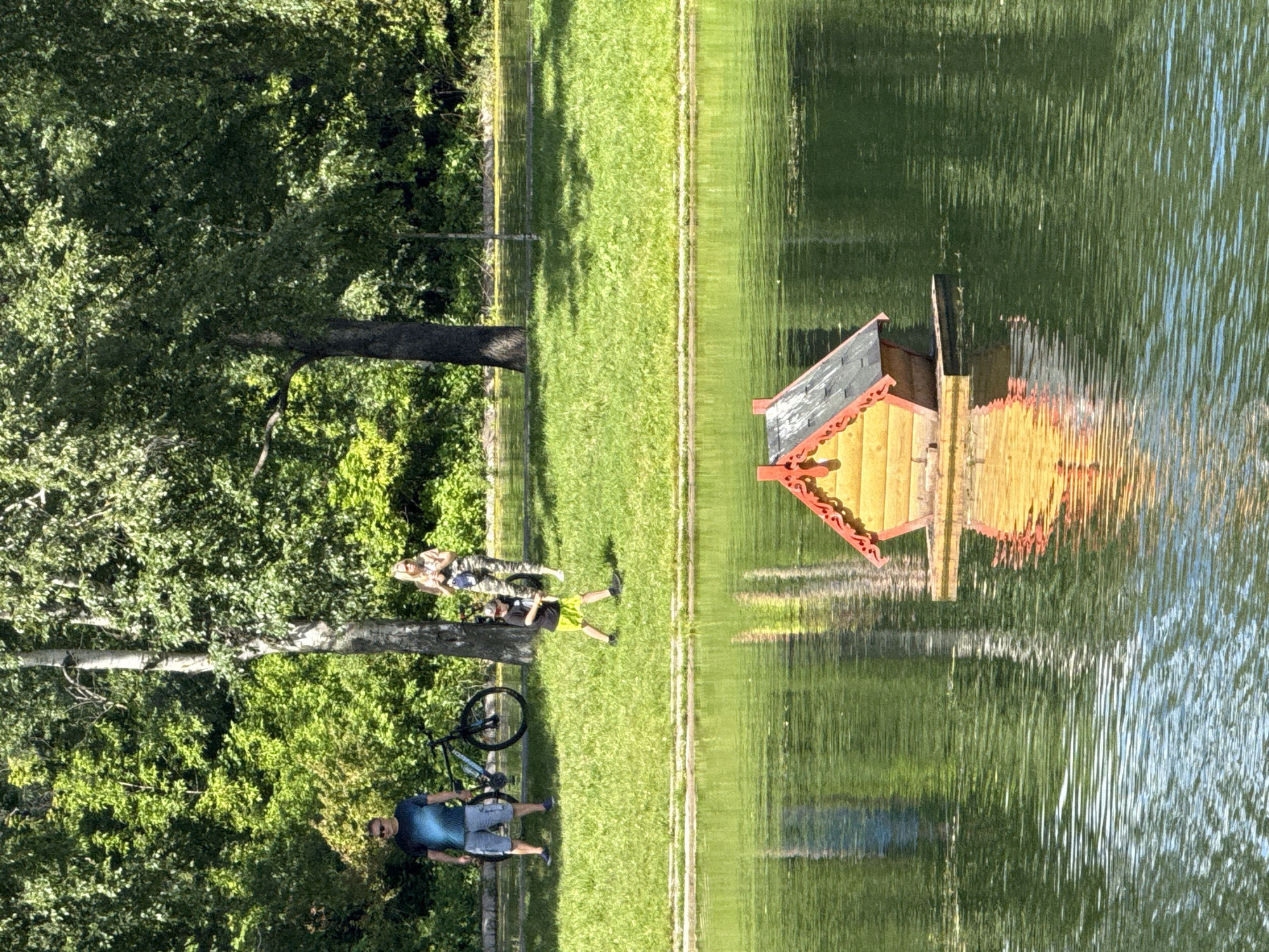 Lazy summer afternoon at a Moscow park waterfront