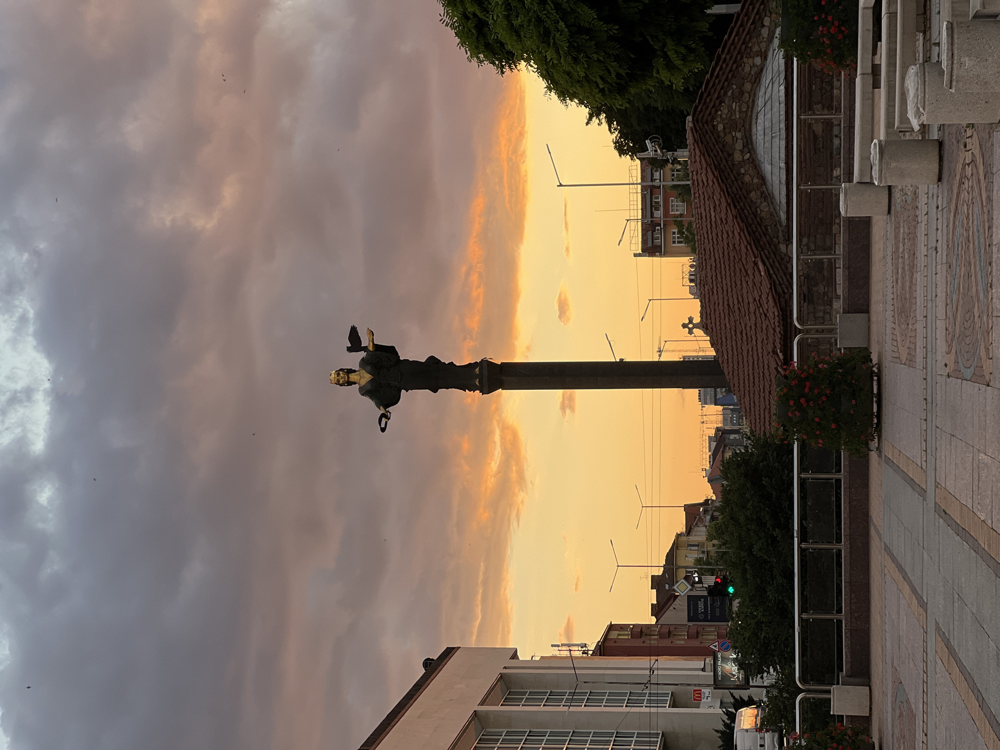 Sofia city center at golden hour, landmarks and street life