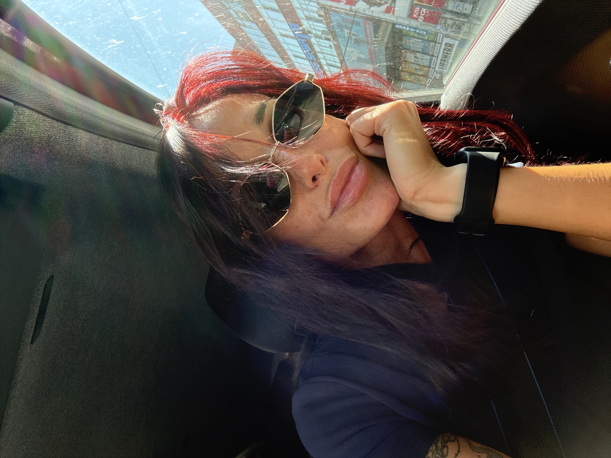 Passenger gazes out the window somewhere in Pleven