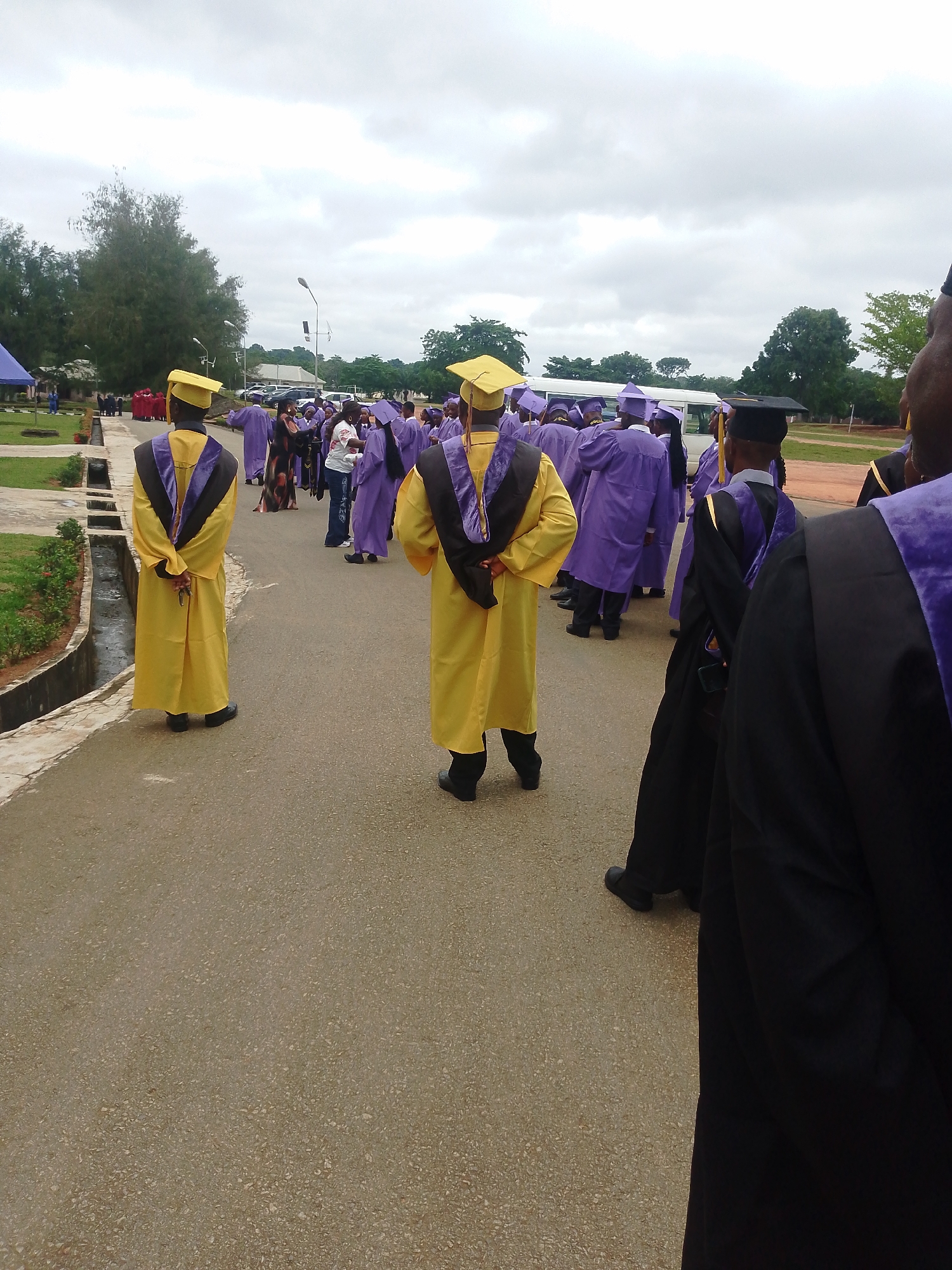 Graduation ceremony in Agbani, Nigeria with colorful academic regalia