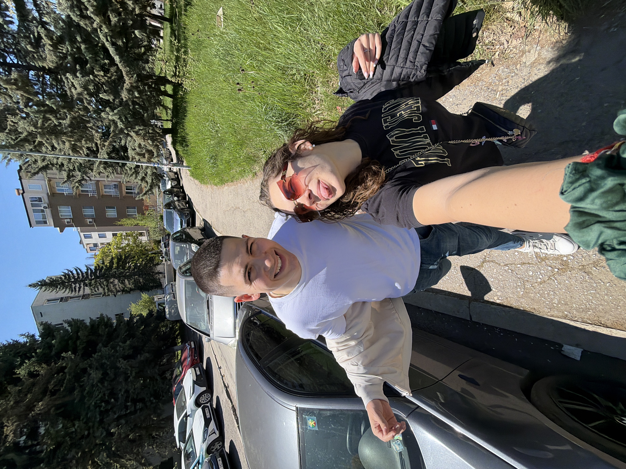 Couple takes selfie on Sofia street