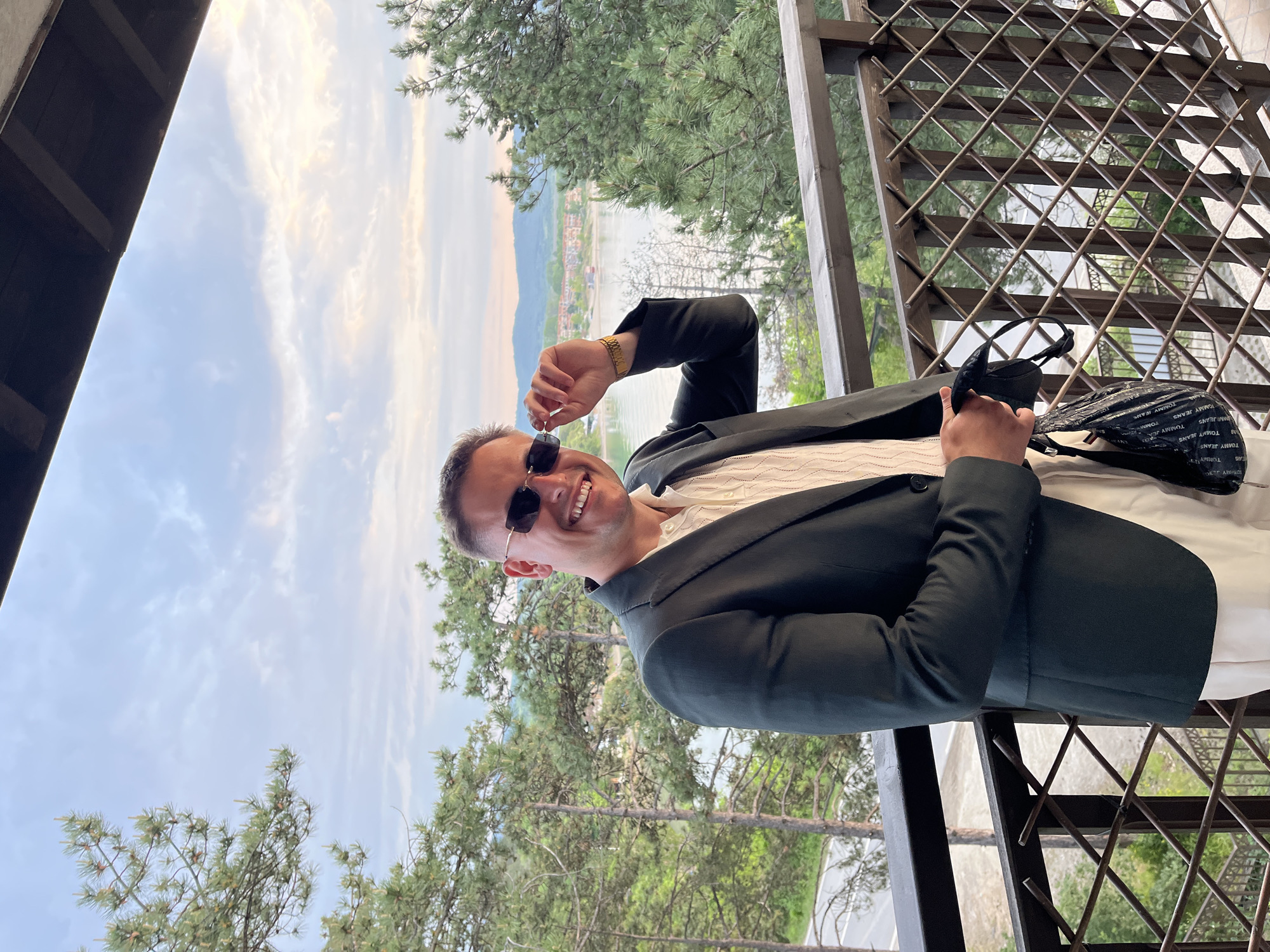 Man in suit spotted on elevated terrace in Sozopol