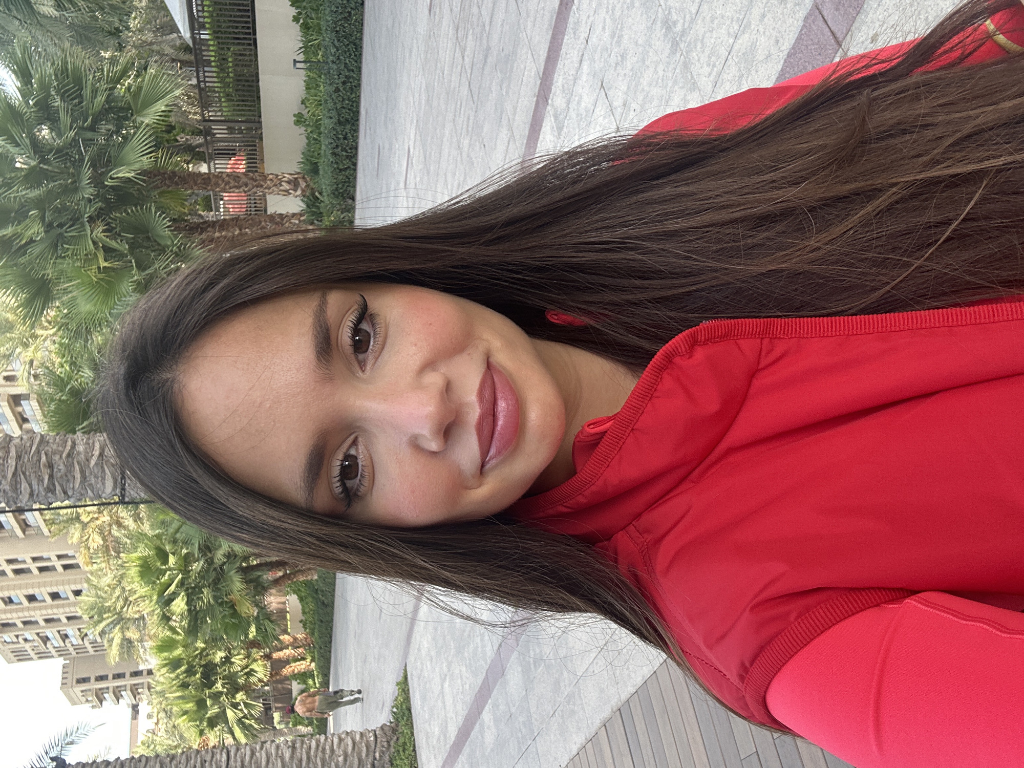 Early morning dog walk captured in modern Dubai district