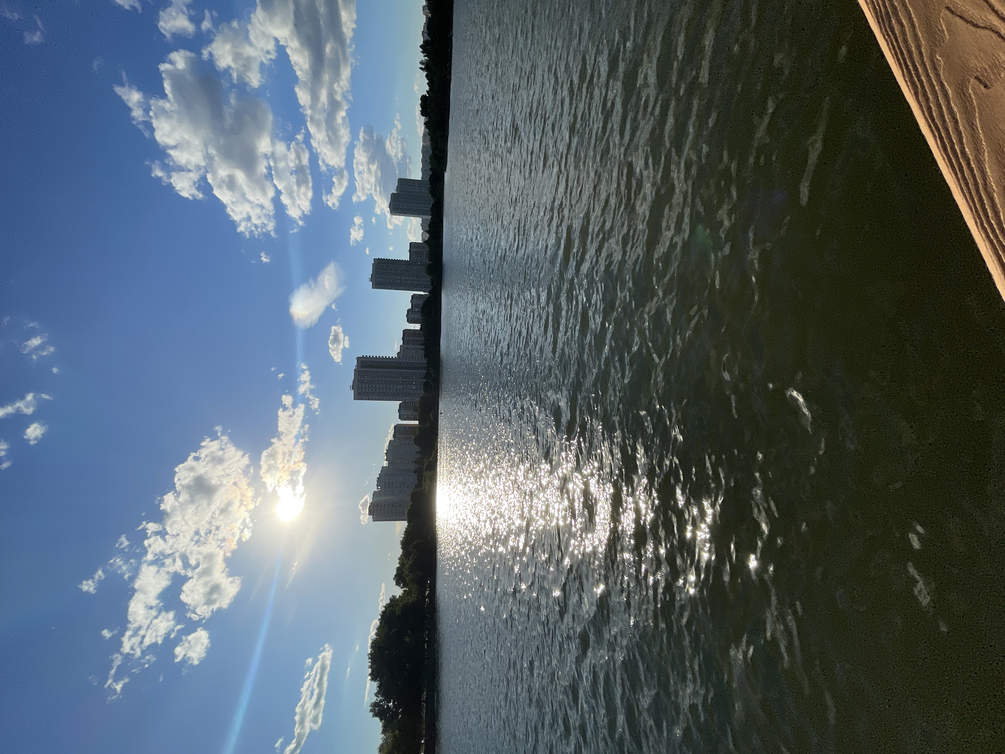 Sunny afternoon at a Moscow lakeside park