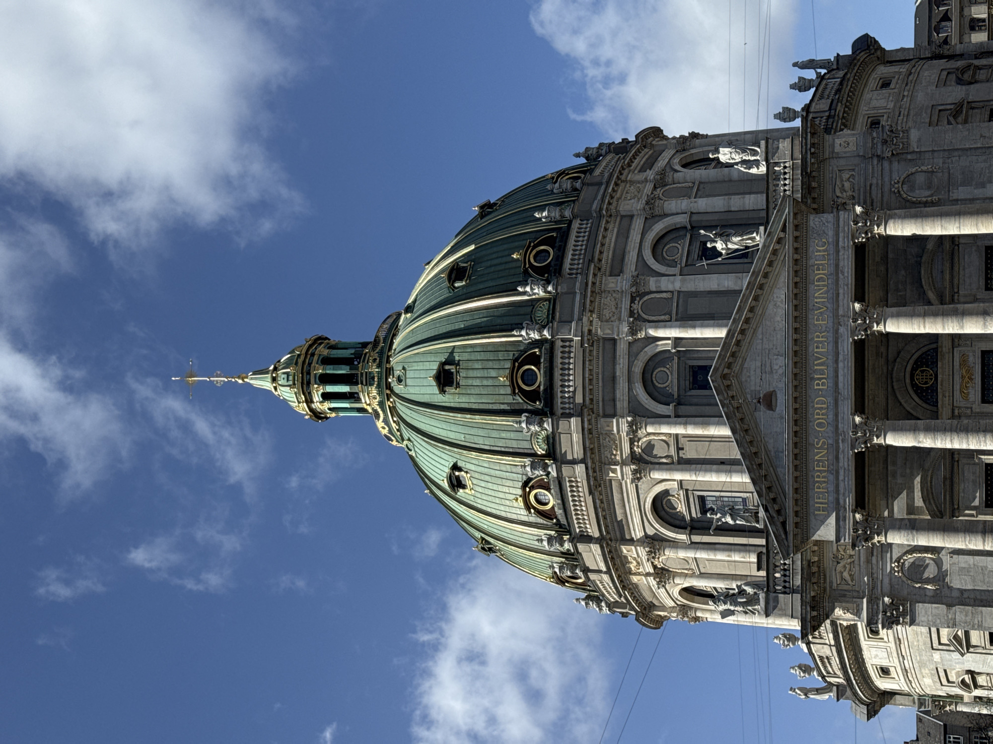 Tourists photograph Copenhagen's iconic Marble Church dome