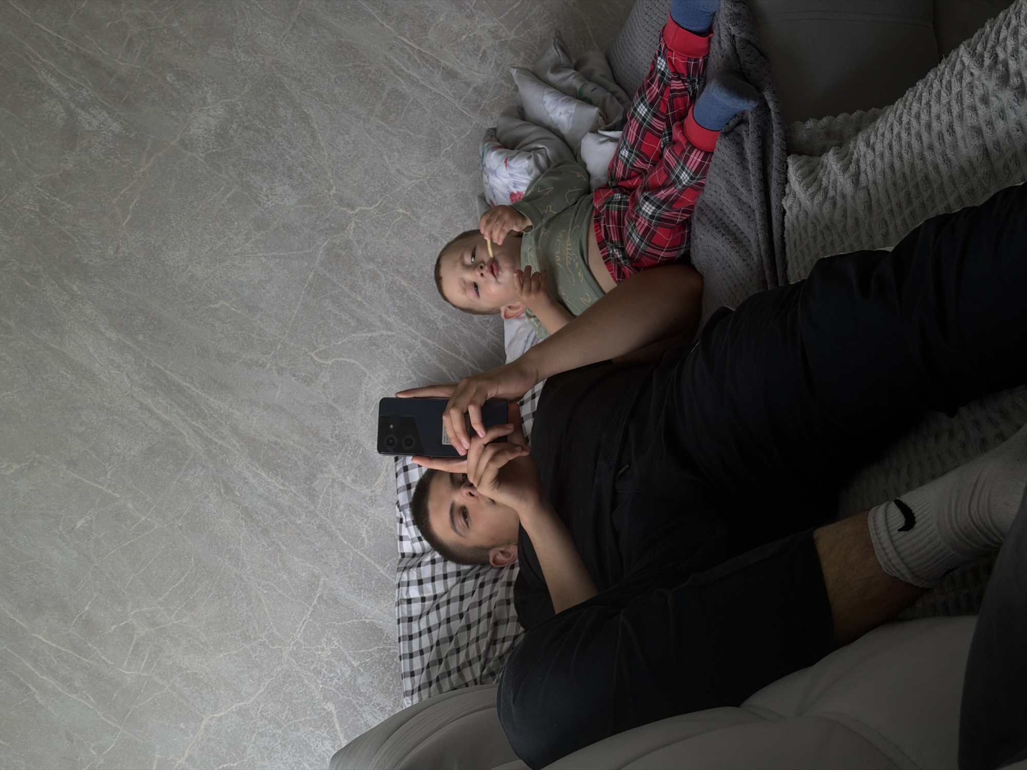 Casual downtime on a couch in Andreyevo, Russia