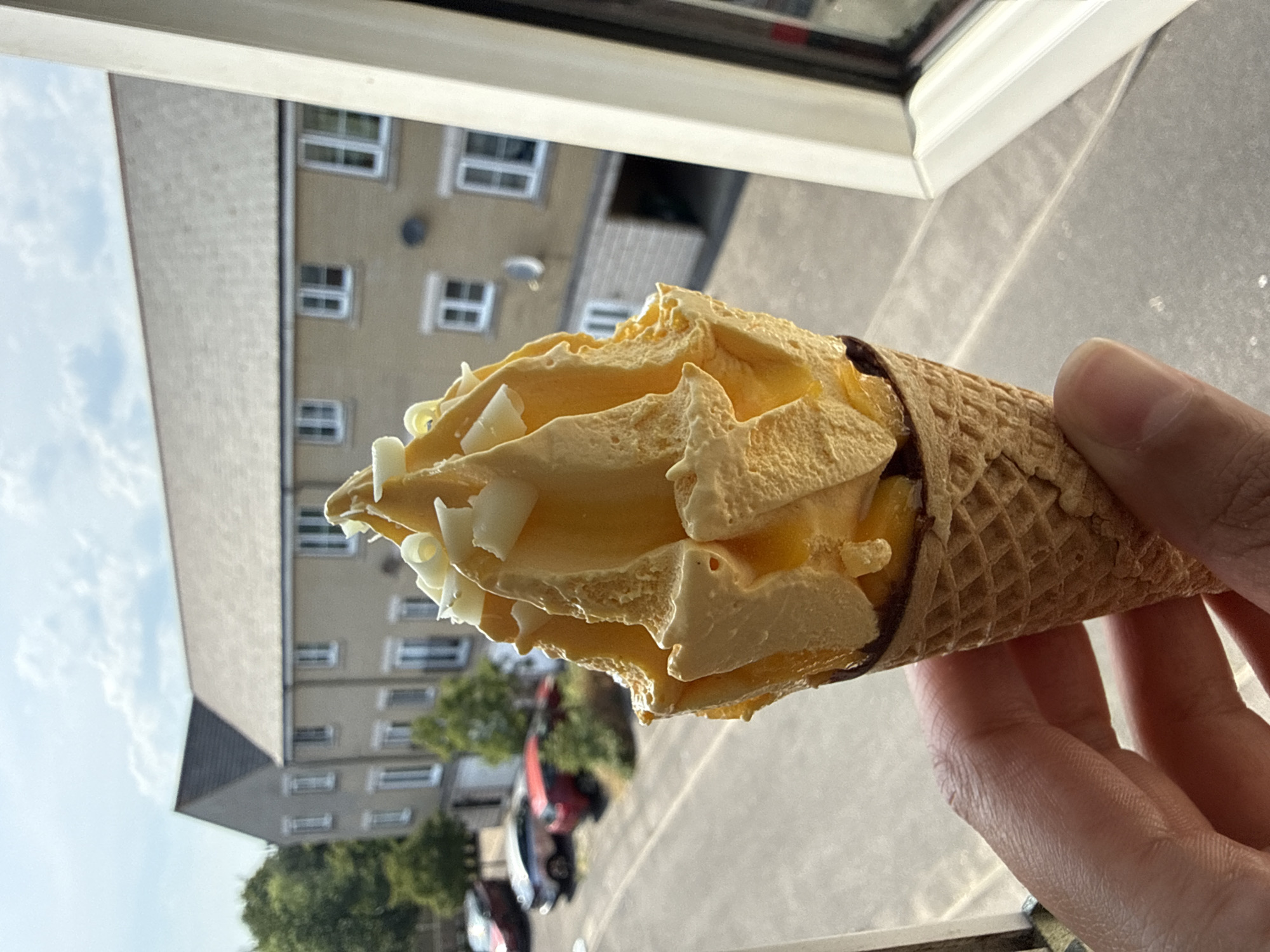 Melting waffle cone ice cream on a Great Yarmouth afternoon