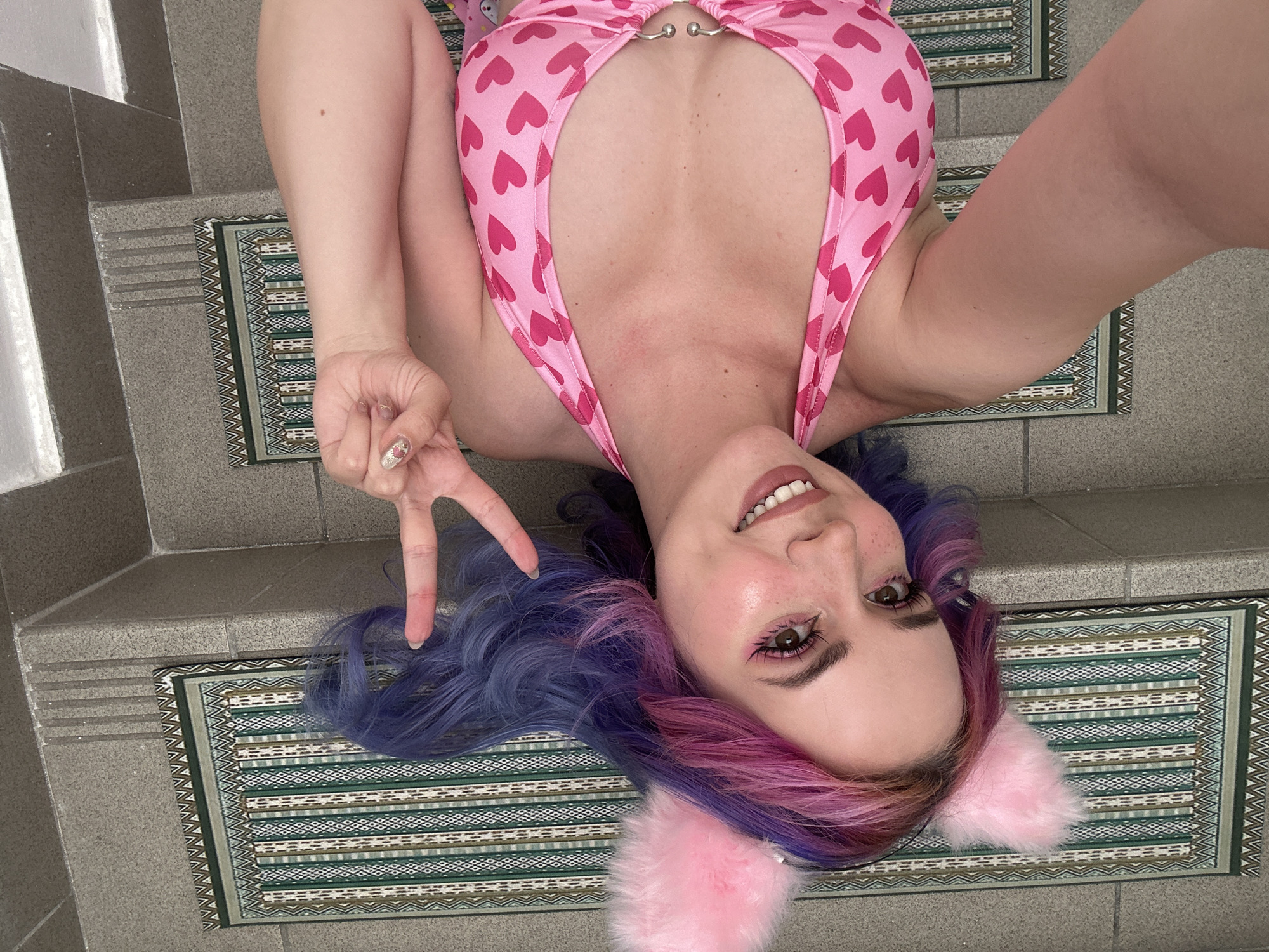 Woman in pink cat ears spotted posing around Zagreb