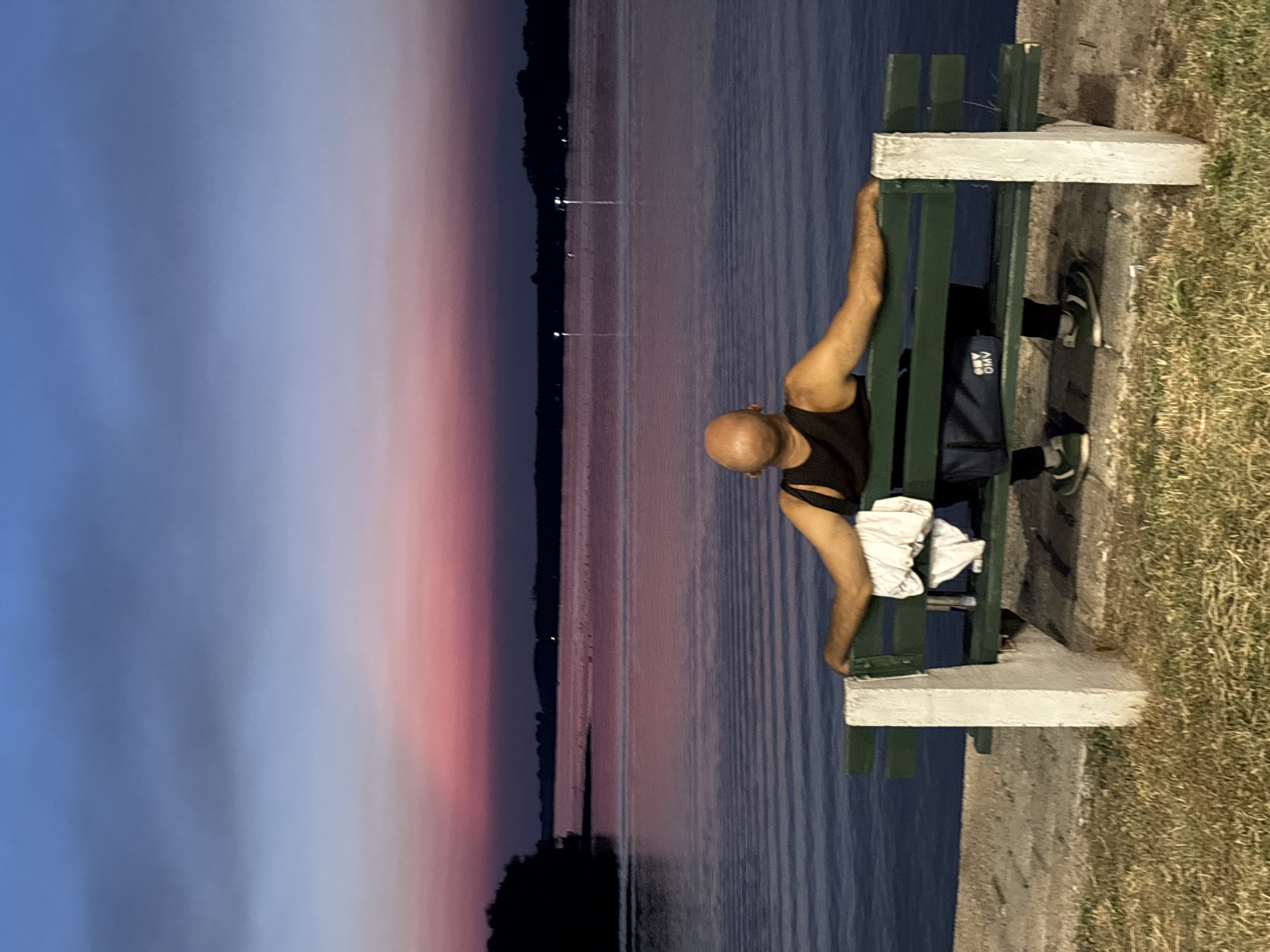 Sitting by the water at twilight in Belgrade