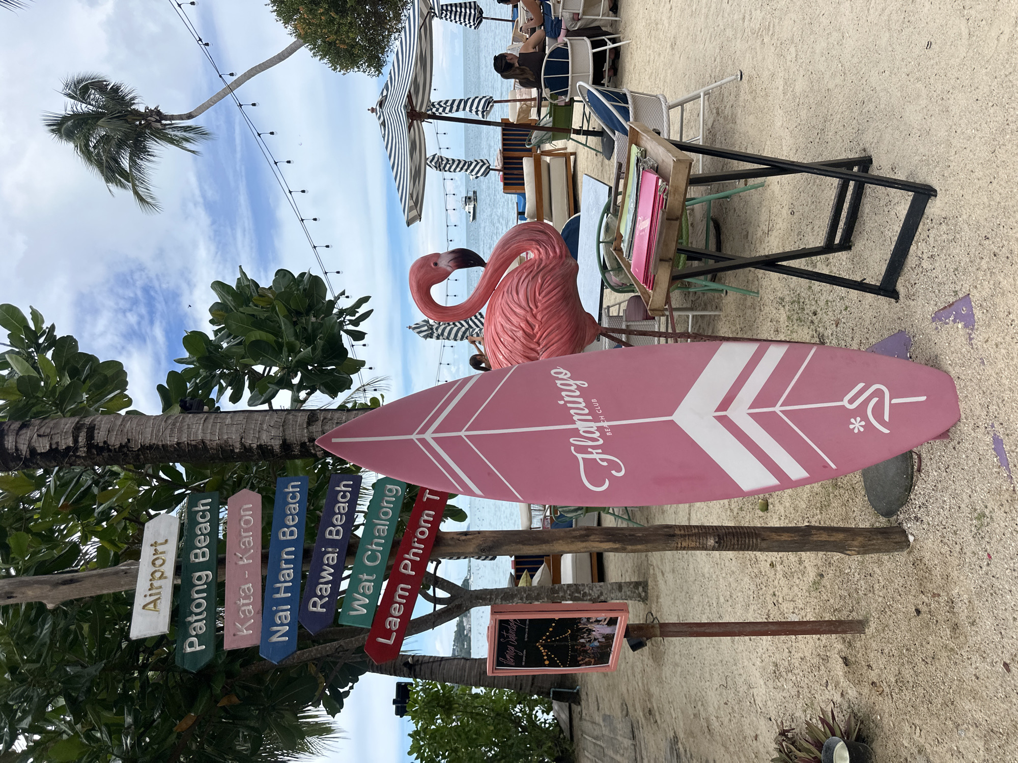 Pink-themed beach club in Wichit, Phuket