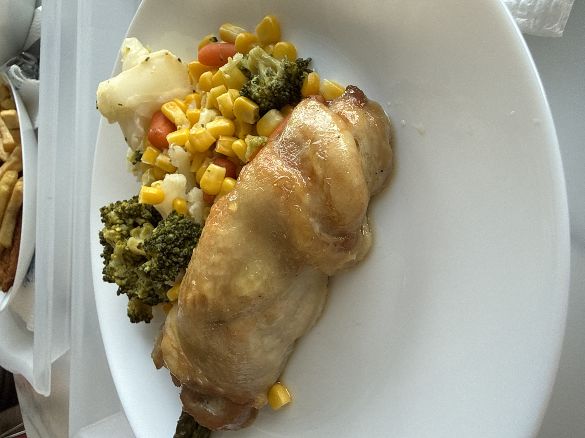 Healthy meal documented in Sofia featuring chicken and vegetables