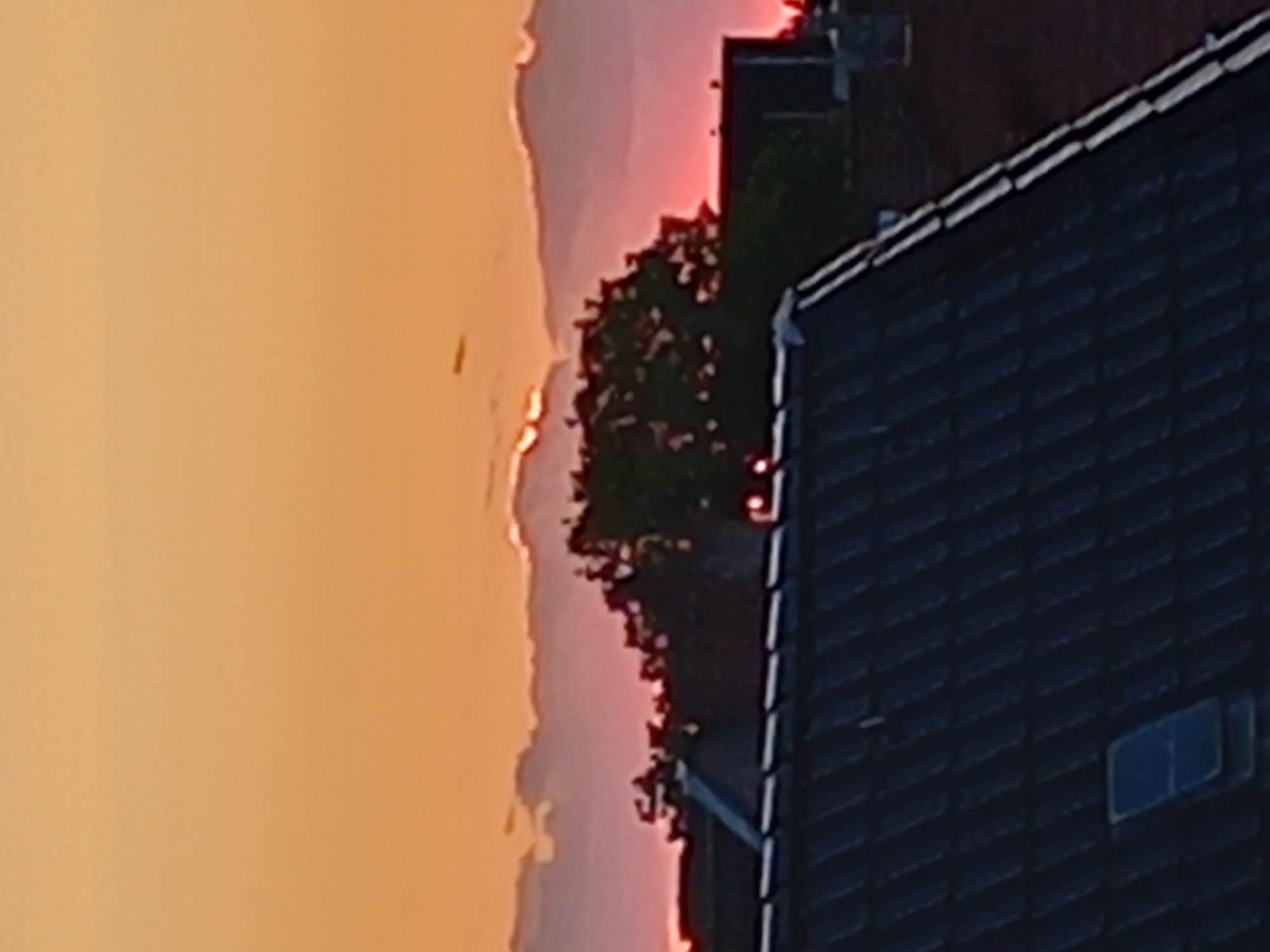 Berlin rooftops at golden hour, sun down, moon rising