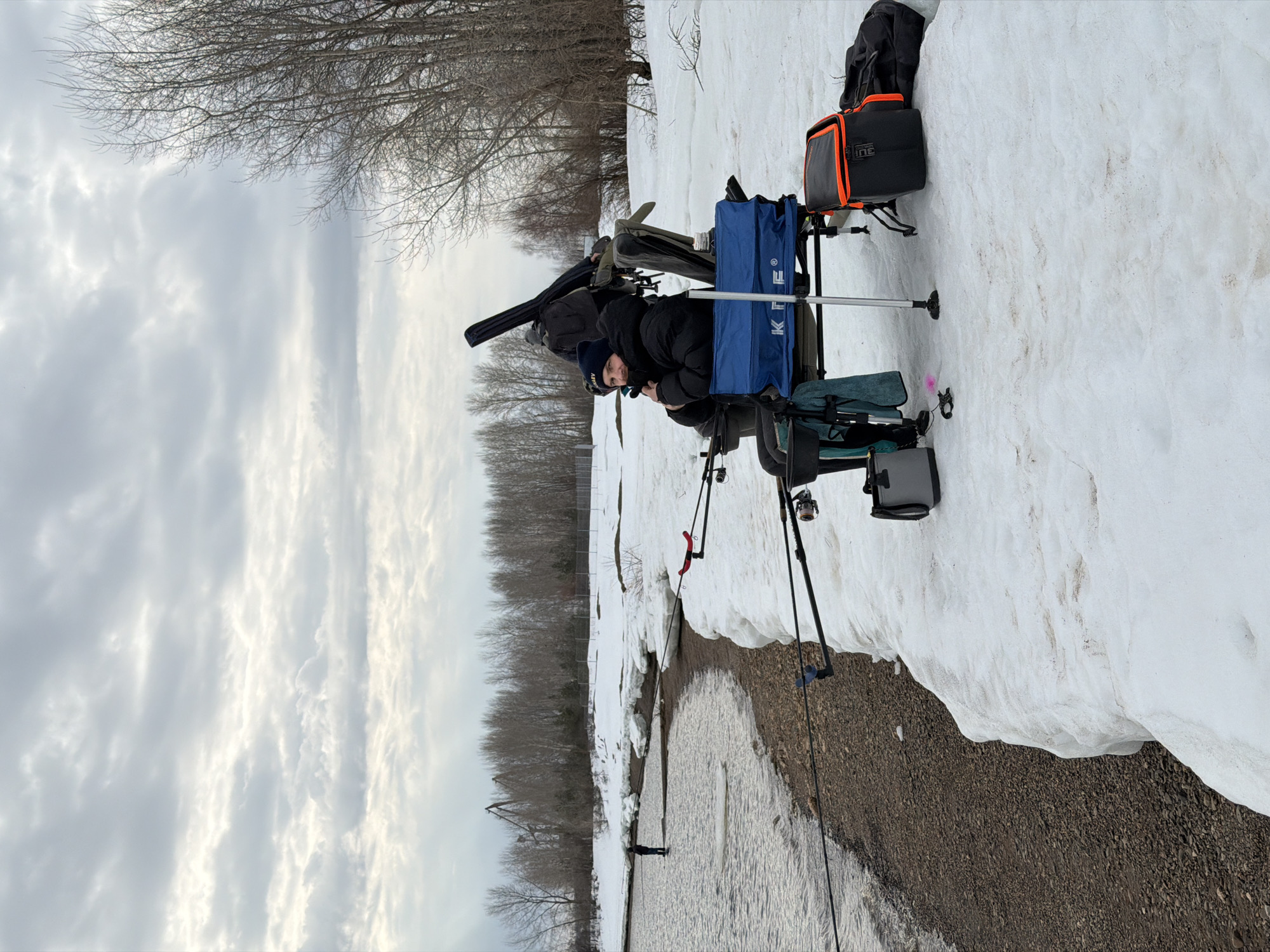 Early morning ice fishing session in Chaikovsky, Russia