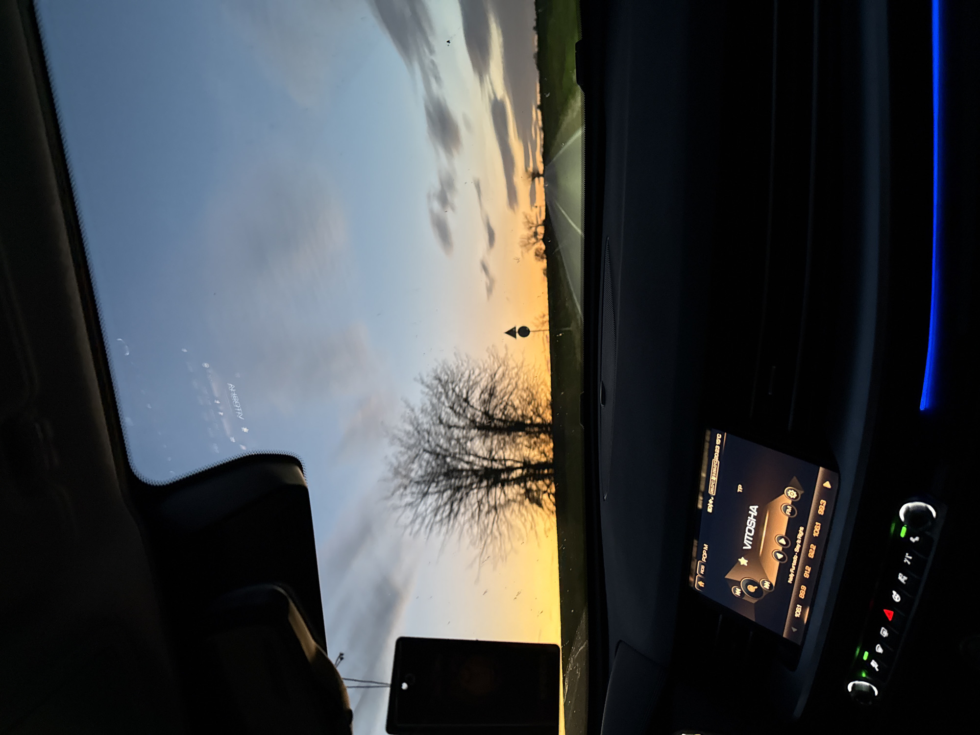 Driver captures sunset moment during evening commute in Bulgaria