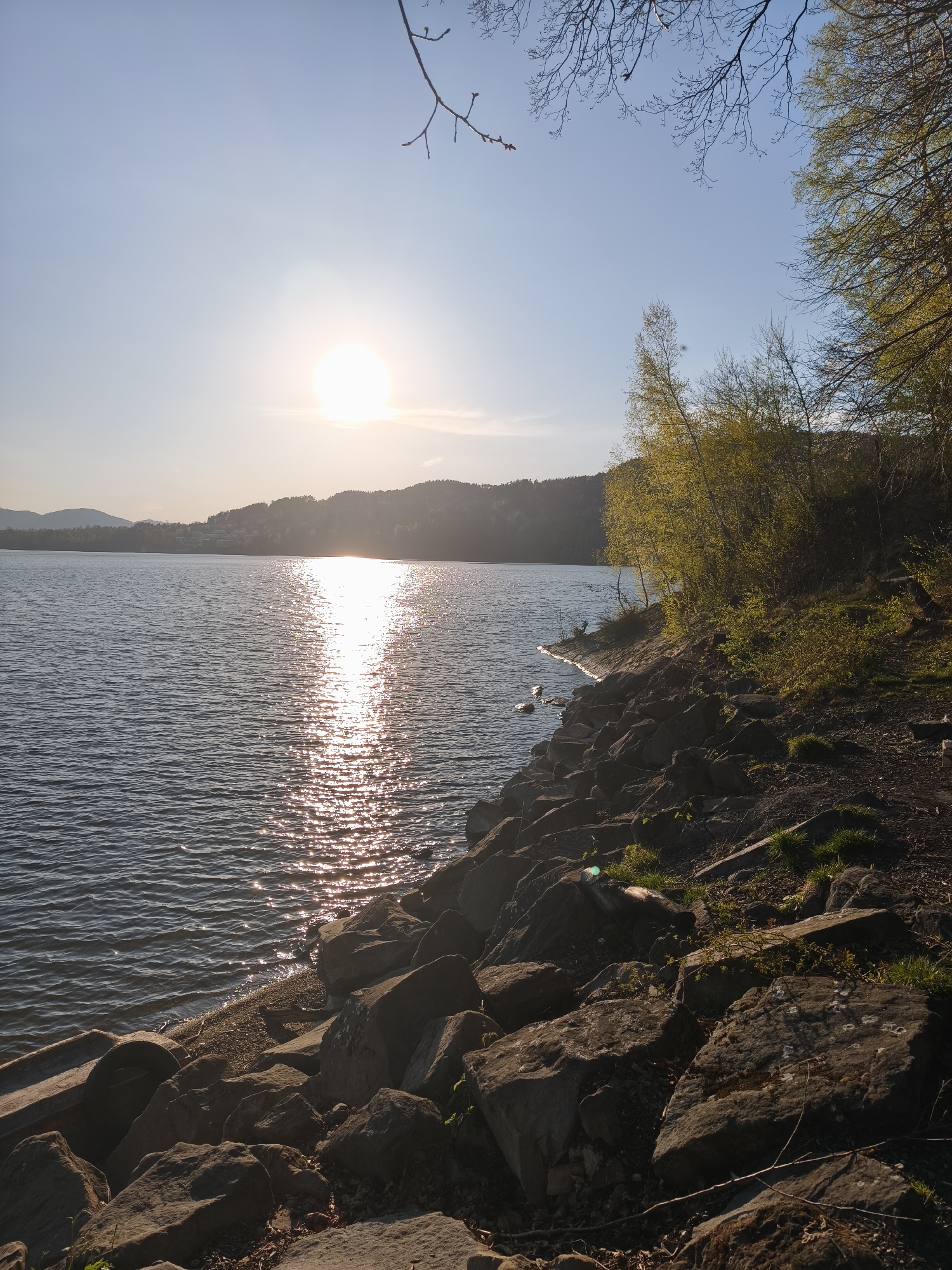 Peaceful spring lake photographed in Bierna, Poland