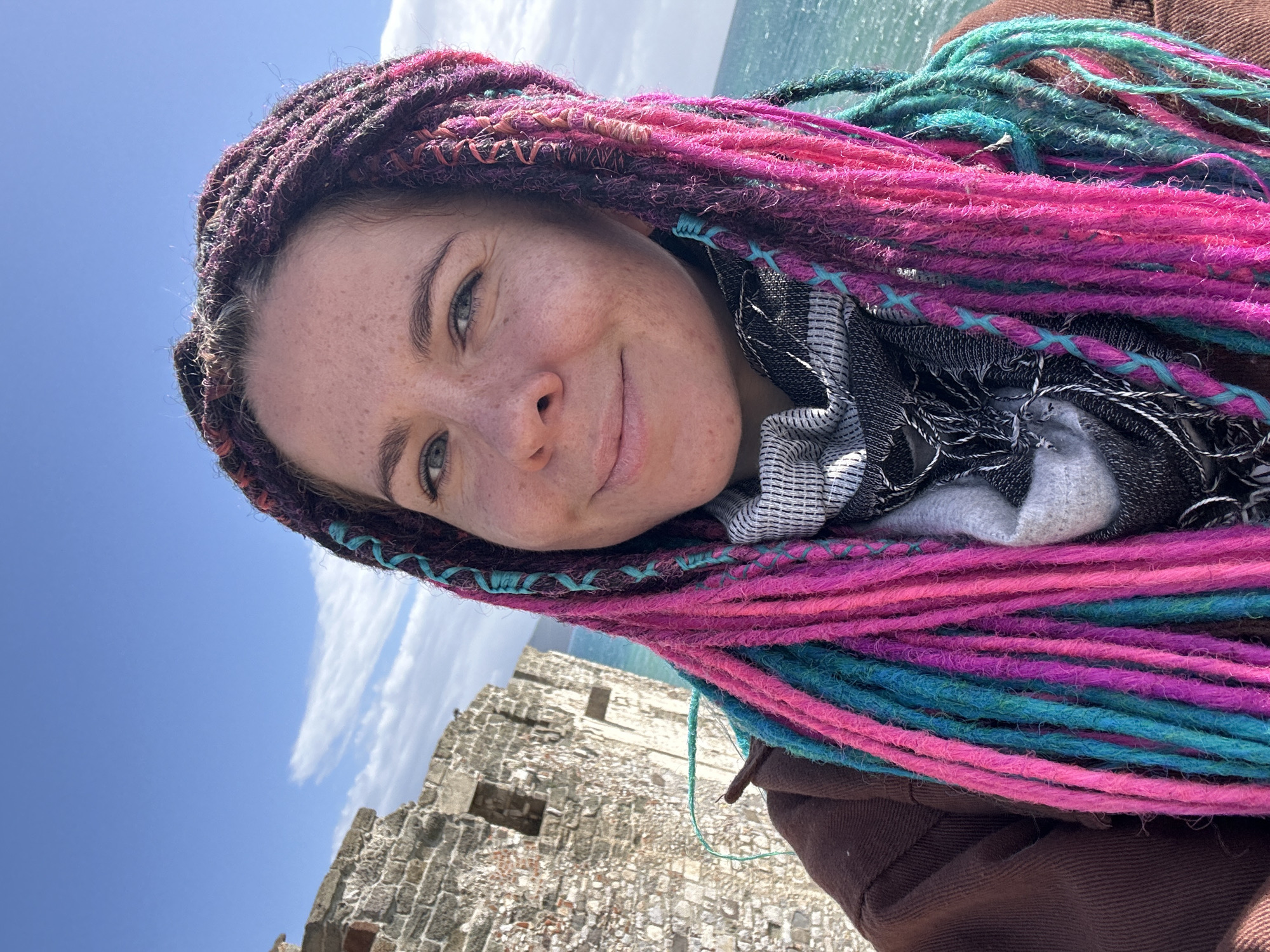 Tourist takes selfie at historic fortress in Bodrum