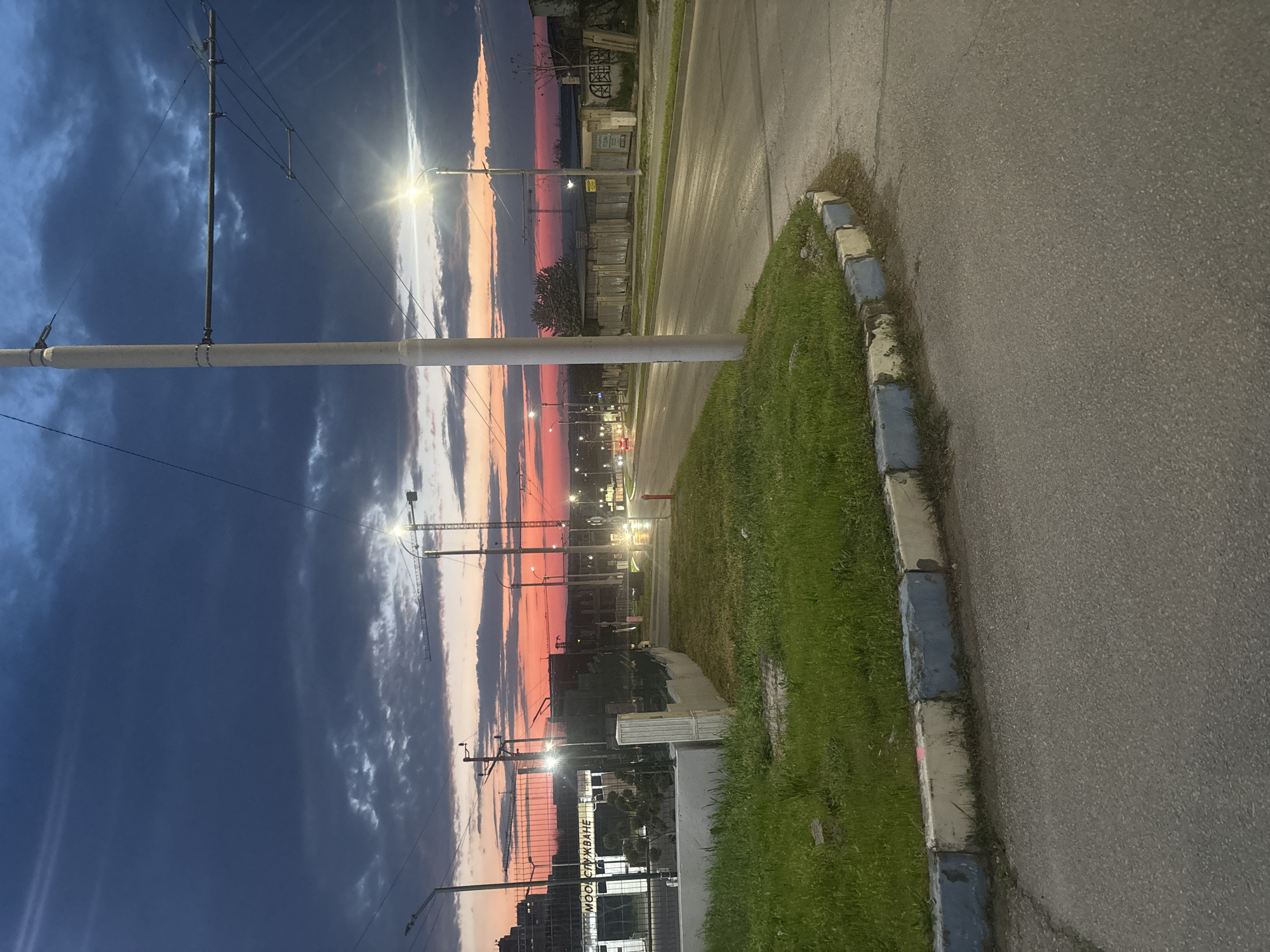 Dusk street scene documented in Pleven, Bulgaria