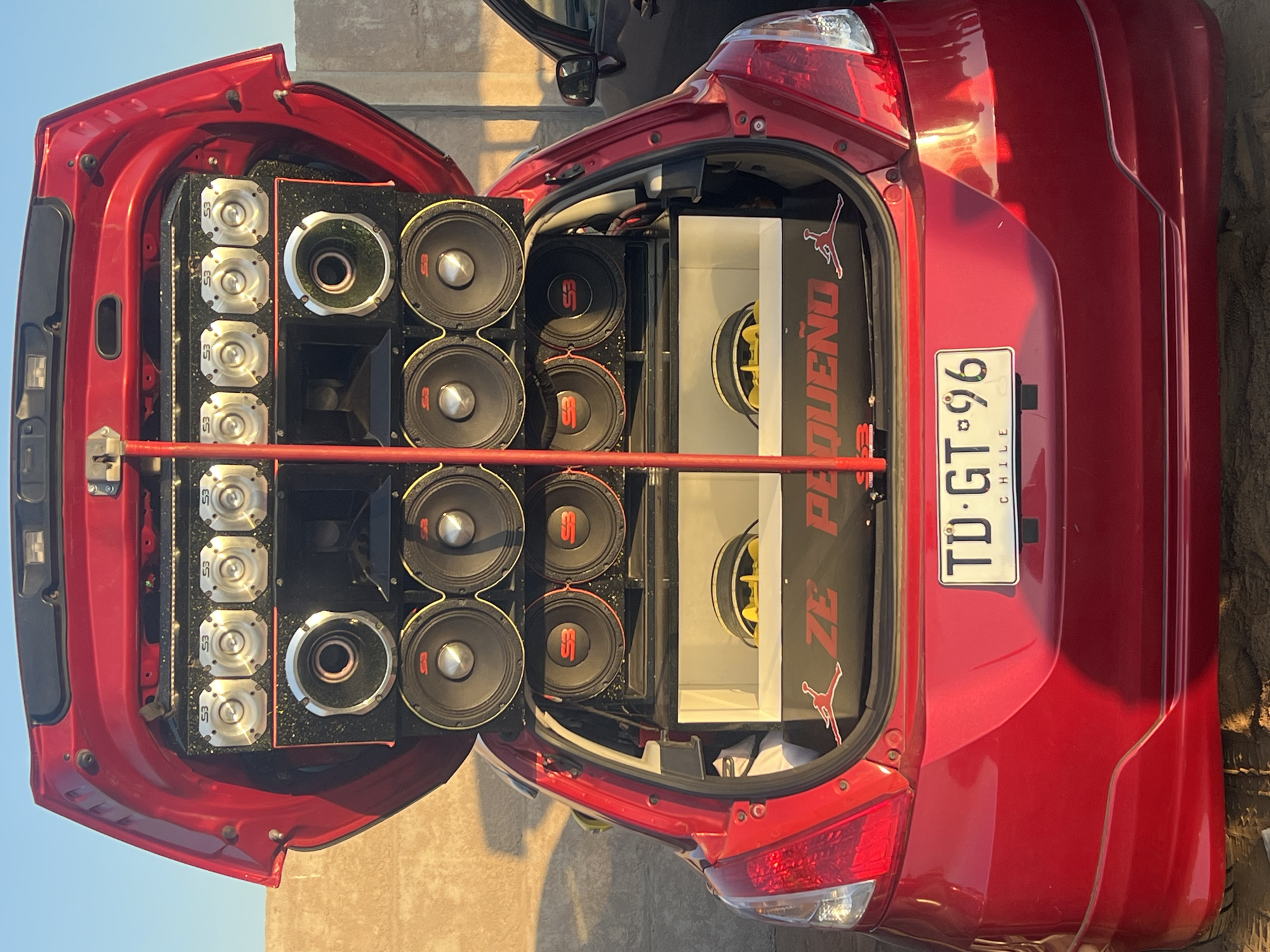 Modified car audio system displayed in Arica, Chile