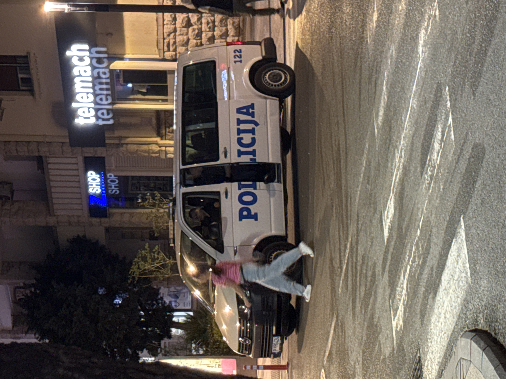 Police monitor nighttime concert in Podgorica, Montenegro