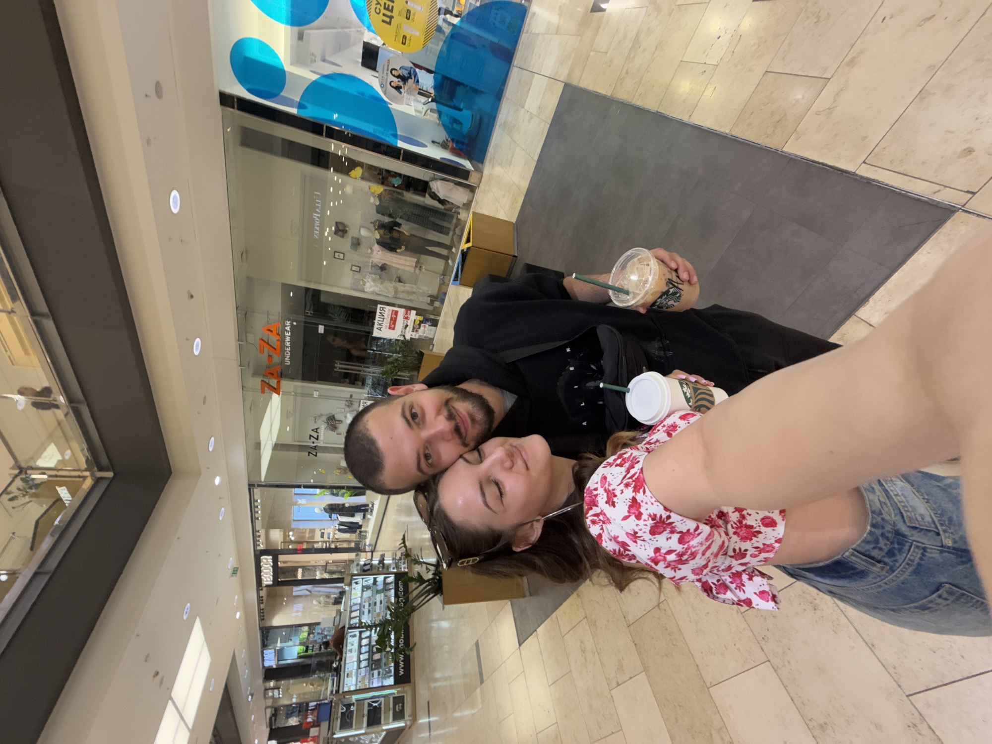 Couple enjoys coffee date at Sofia shopping mall