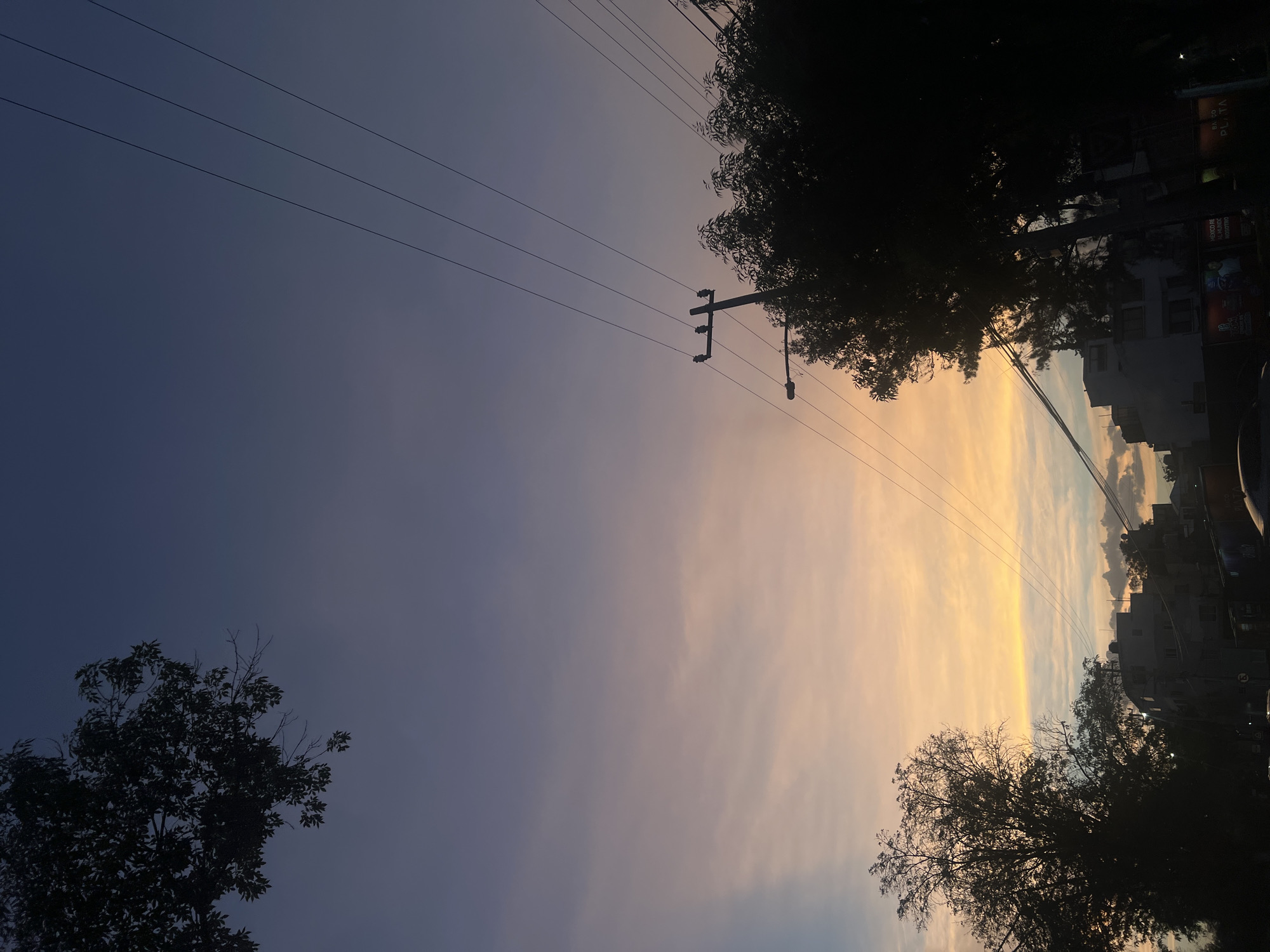Colorful sky gradient observed in Mexico City dawn hours
