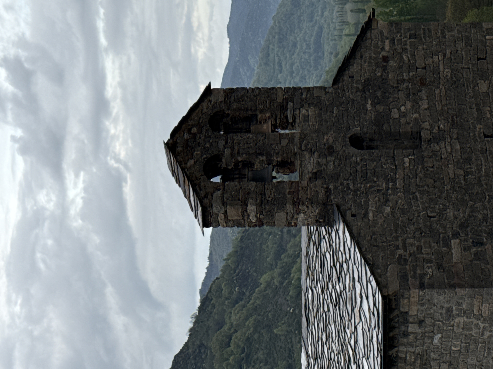 Romanesque church photographed in Villanova, Spain under cloudy skies