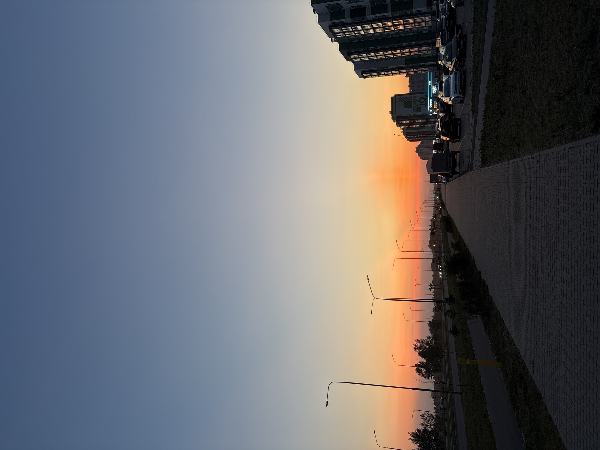 Sunset fading to dusk over Brest, Belarus