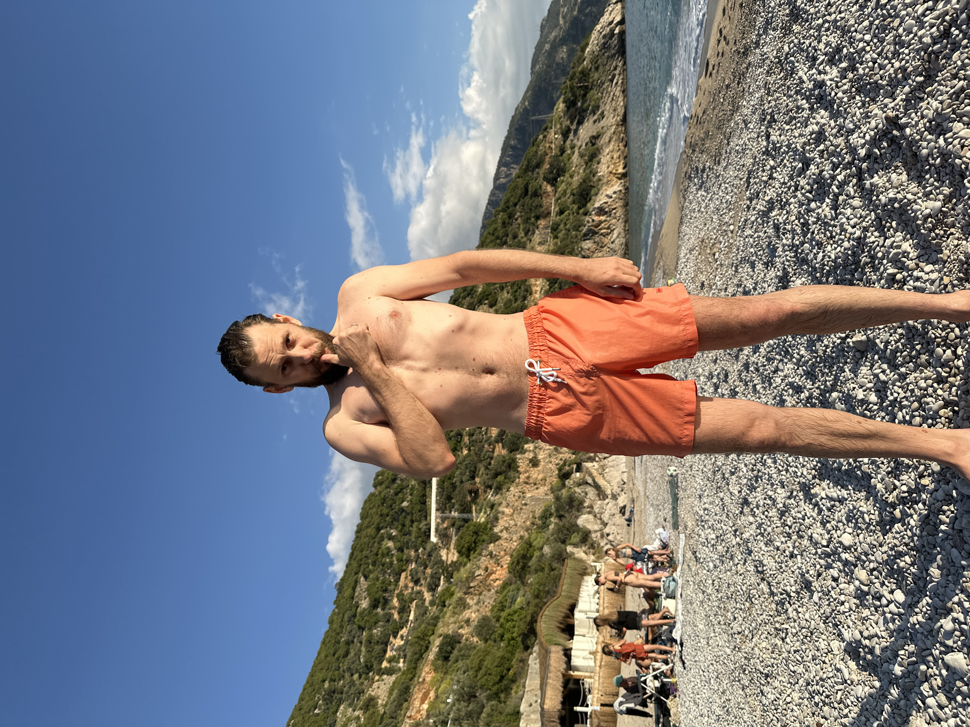 Family enjoys afternoon at Fethiye pebble beach