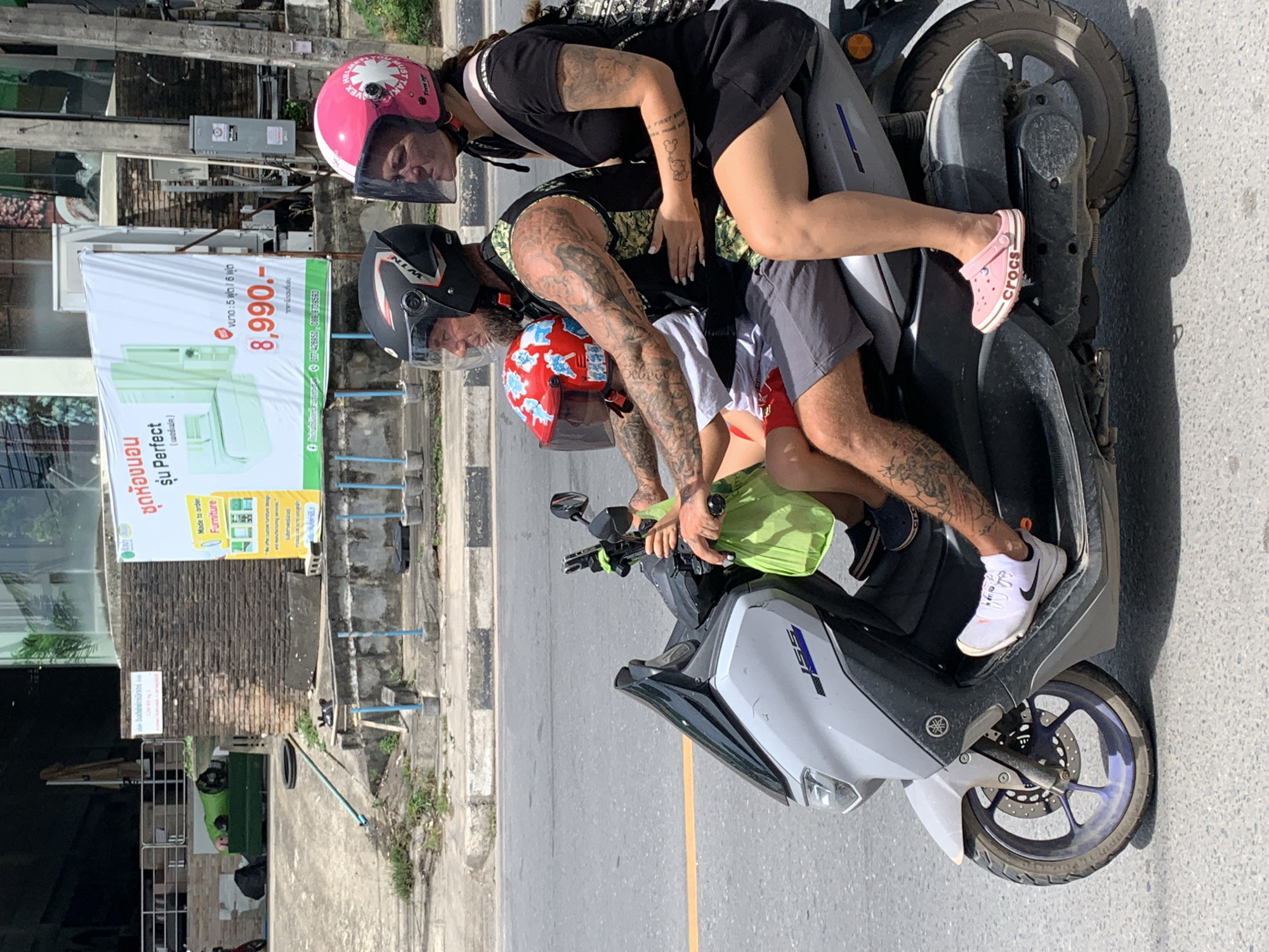 Morning traffic activity captured in Baan Bo Phut, Thailand