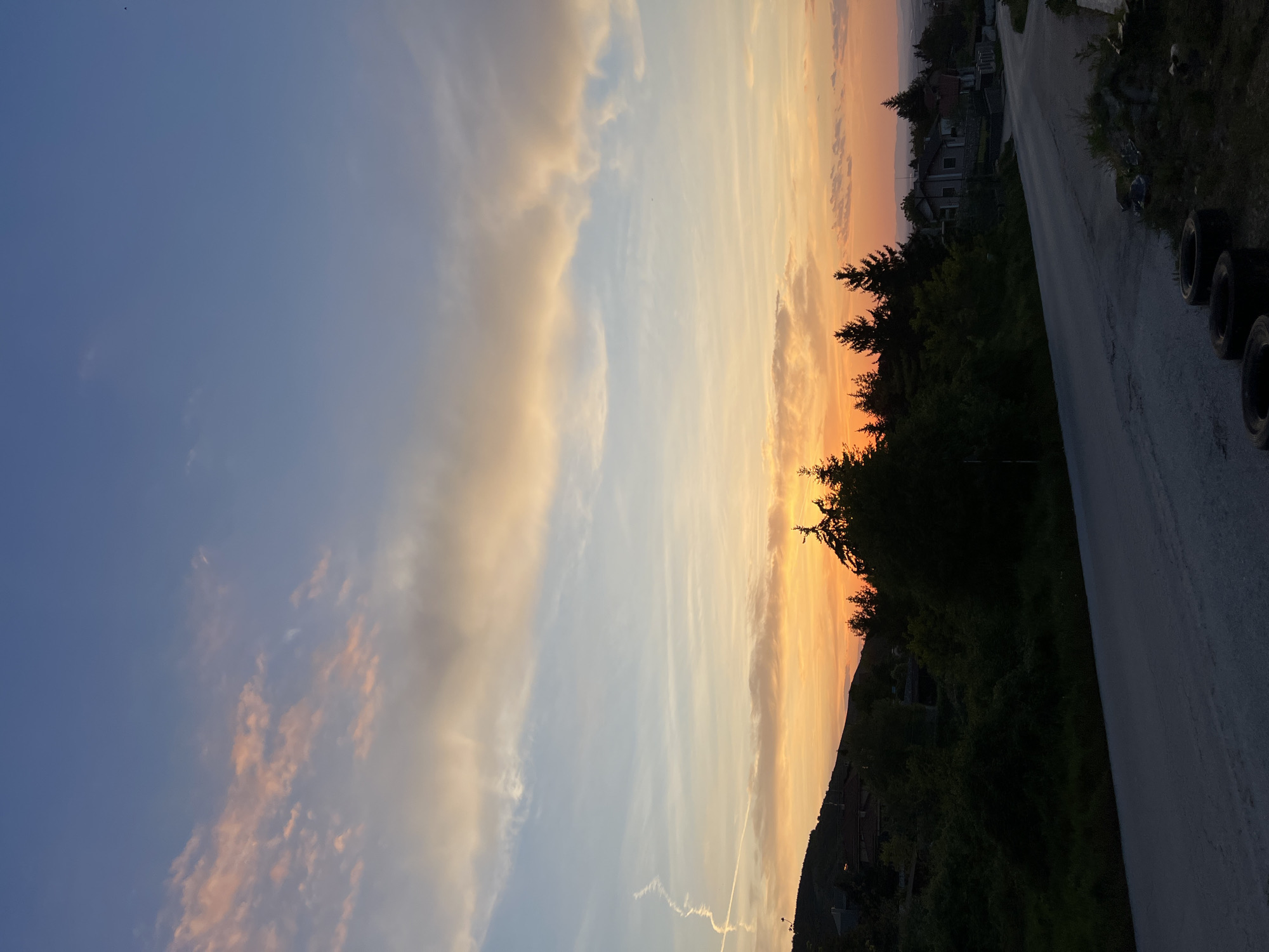 Sunset documented with parked BMW in Markovo, Bulgaria
