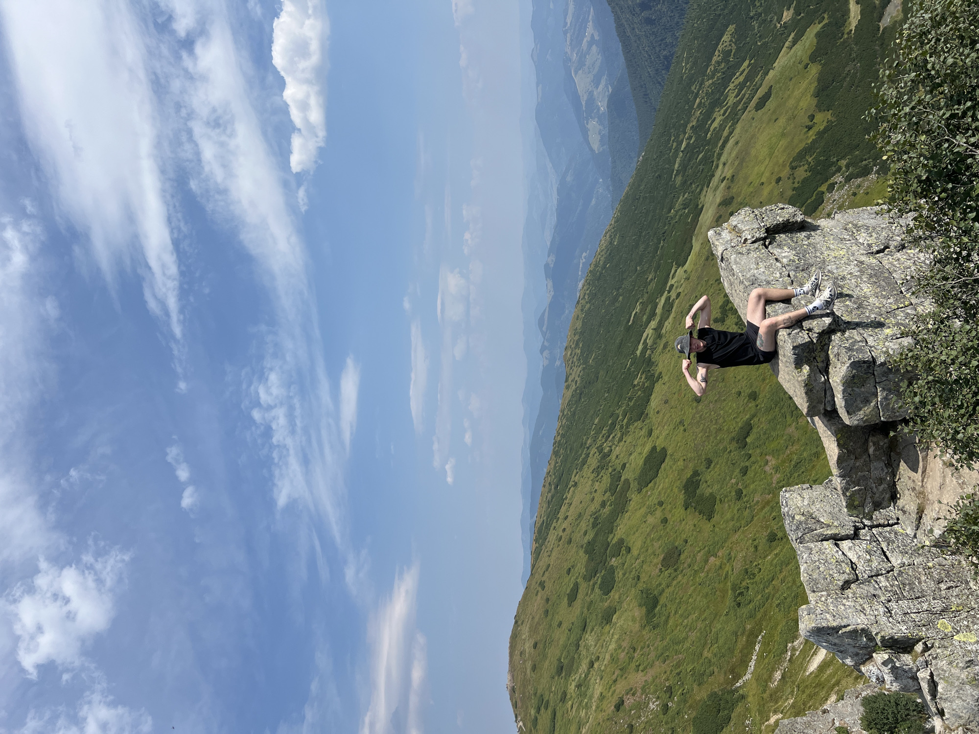 Flexing on a rock formation in the Carpathian highlands