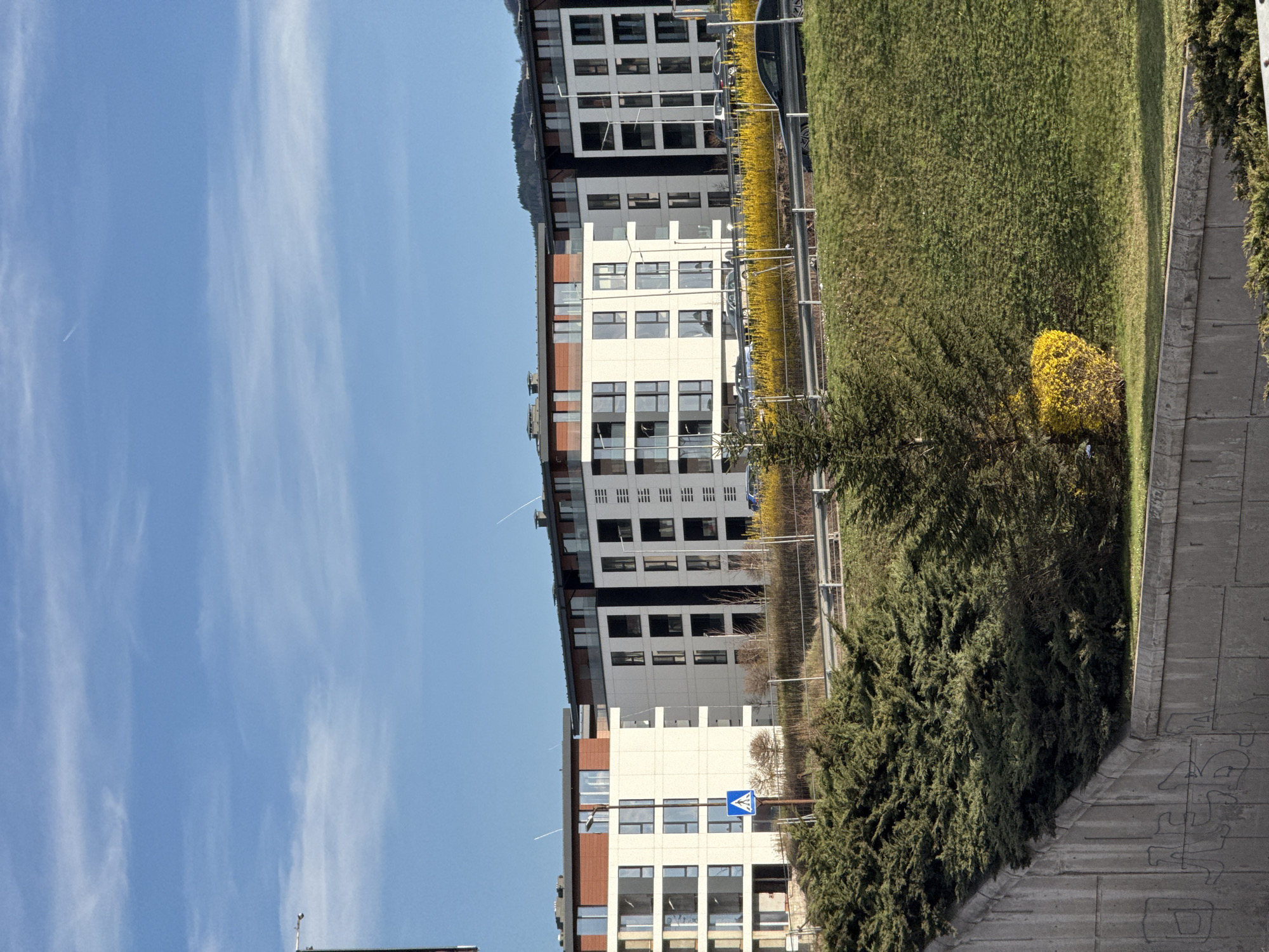 Modern building with white facade observed in Sofia