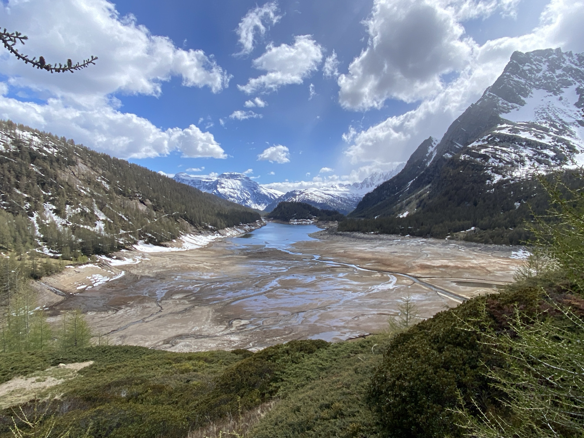 Alpine landscapes documented in Baceno, Italy including waterfall, dried lake