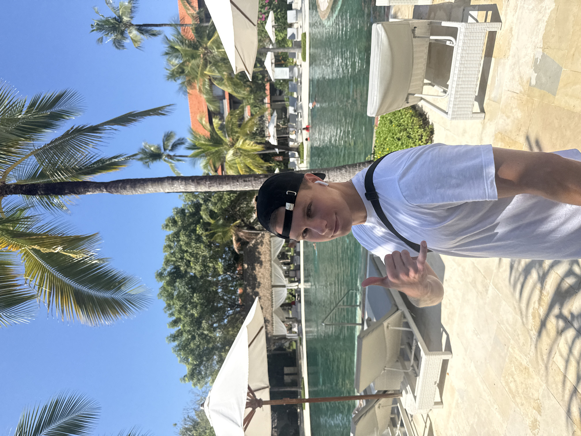 Tourist moves through Westin resort areas in Kuta Selatan