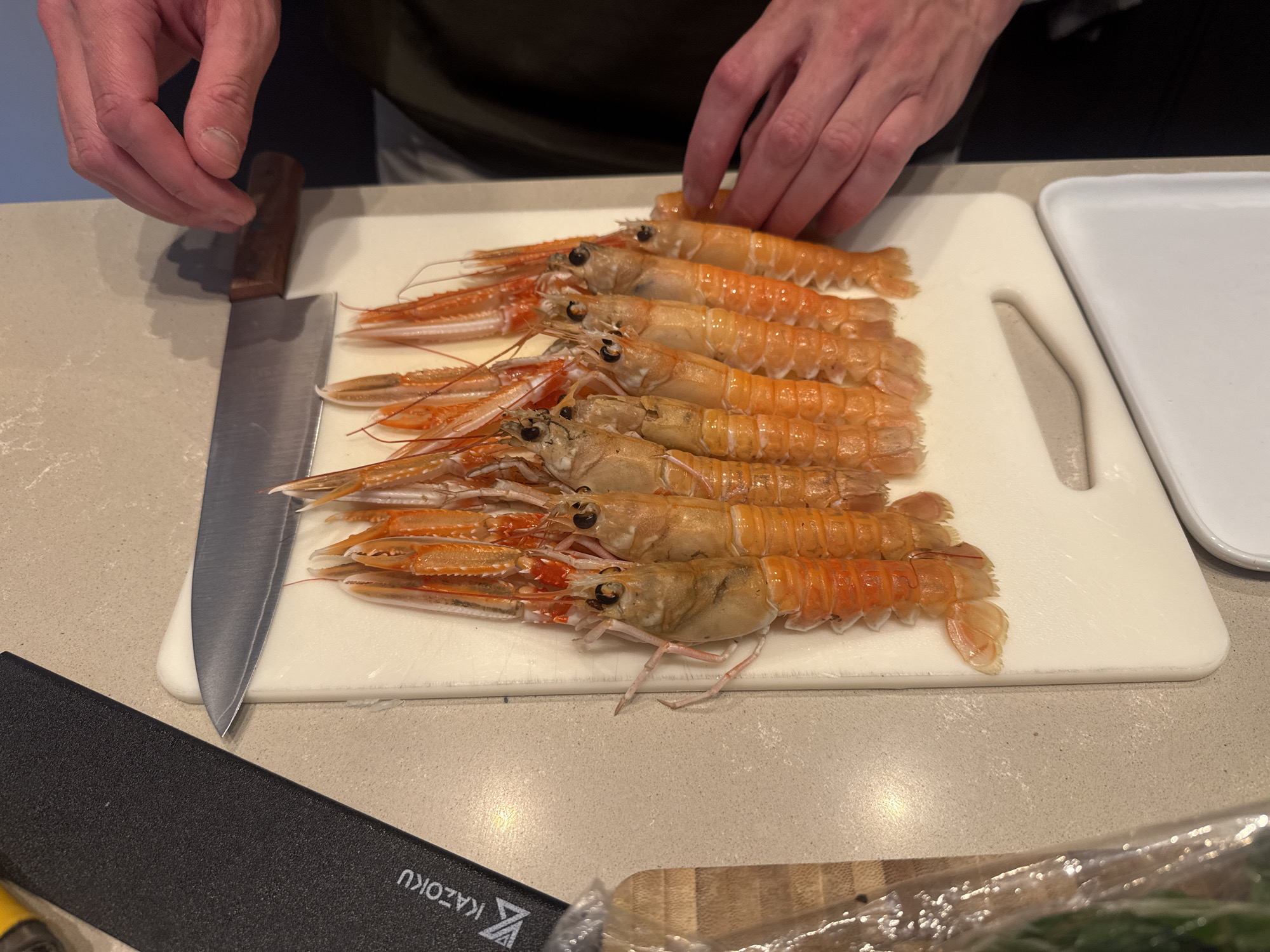Langoustine preparation captured in Amsterdam kitchen