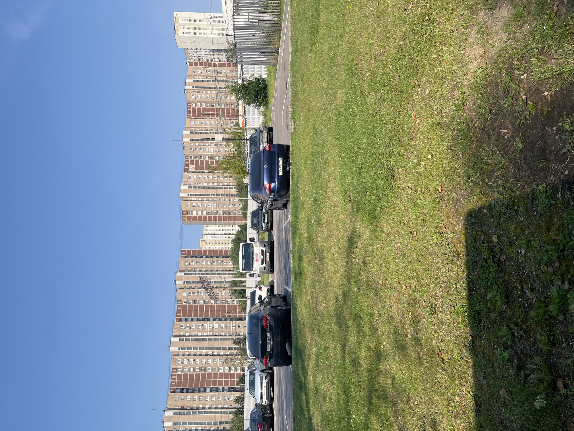Quiet Moscow residential streets on a bright summer morning